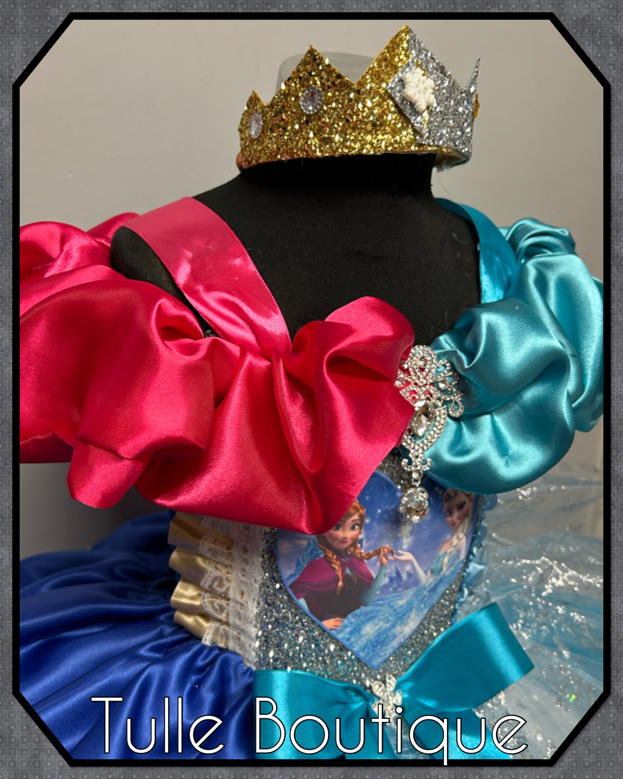 Girls toddlers Frozen Elsa and Anna  tutu dress, half and half ballgown, fancy dress costume