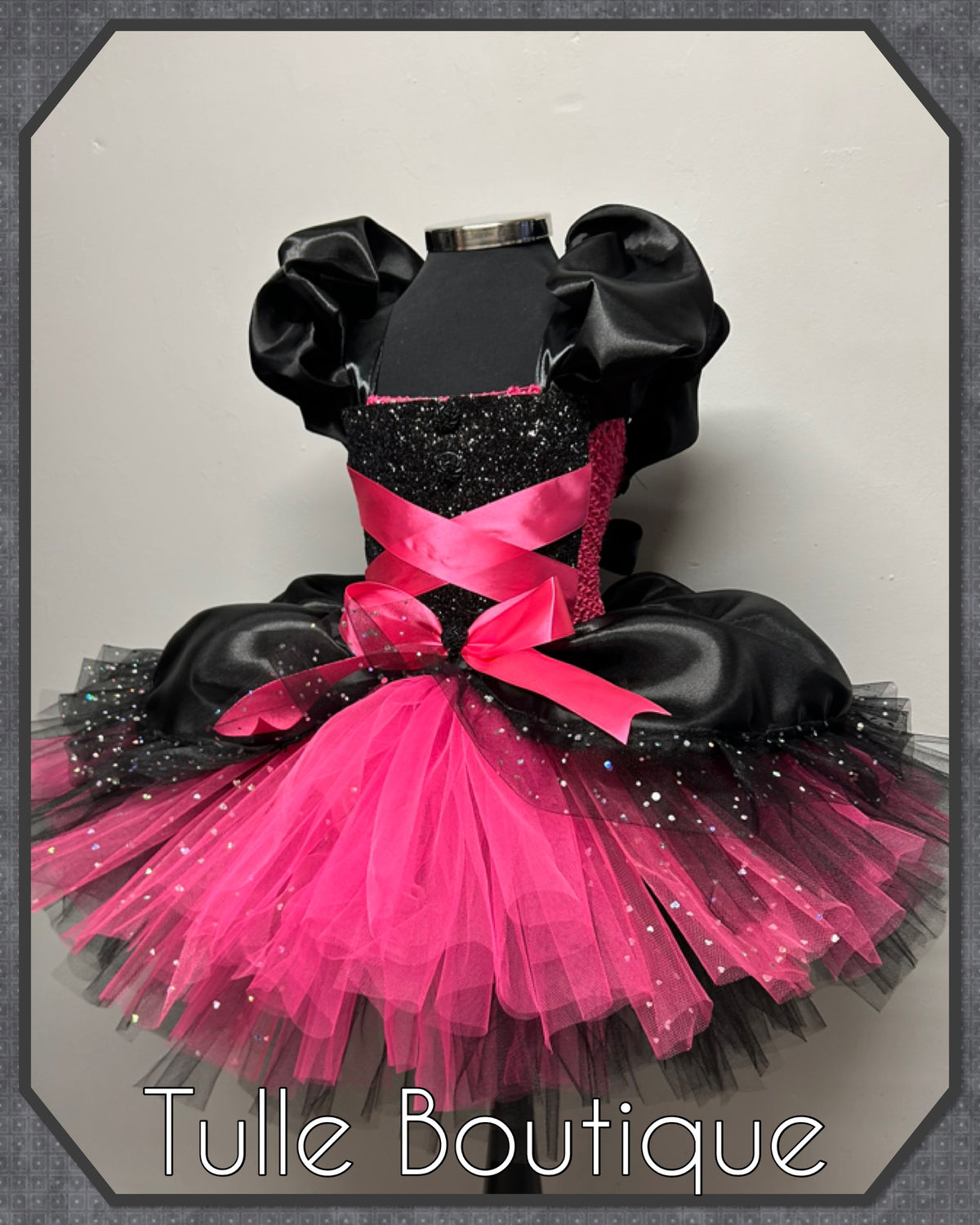 Girls toddlers hotpink and black witch tutu birthday party dress,ballgown, fancy dress costume