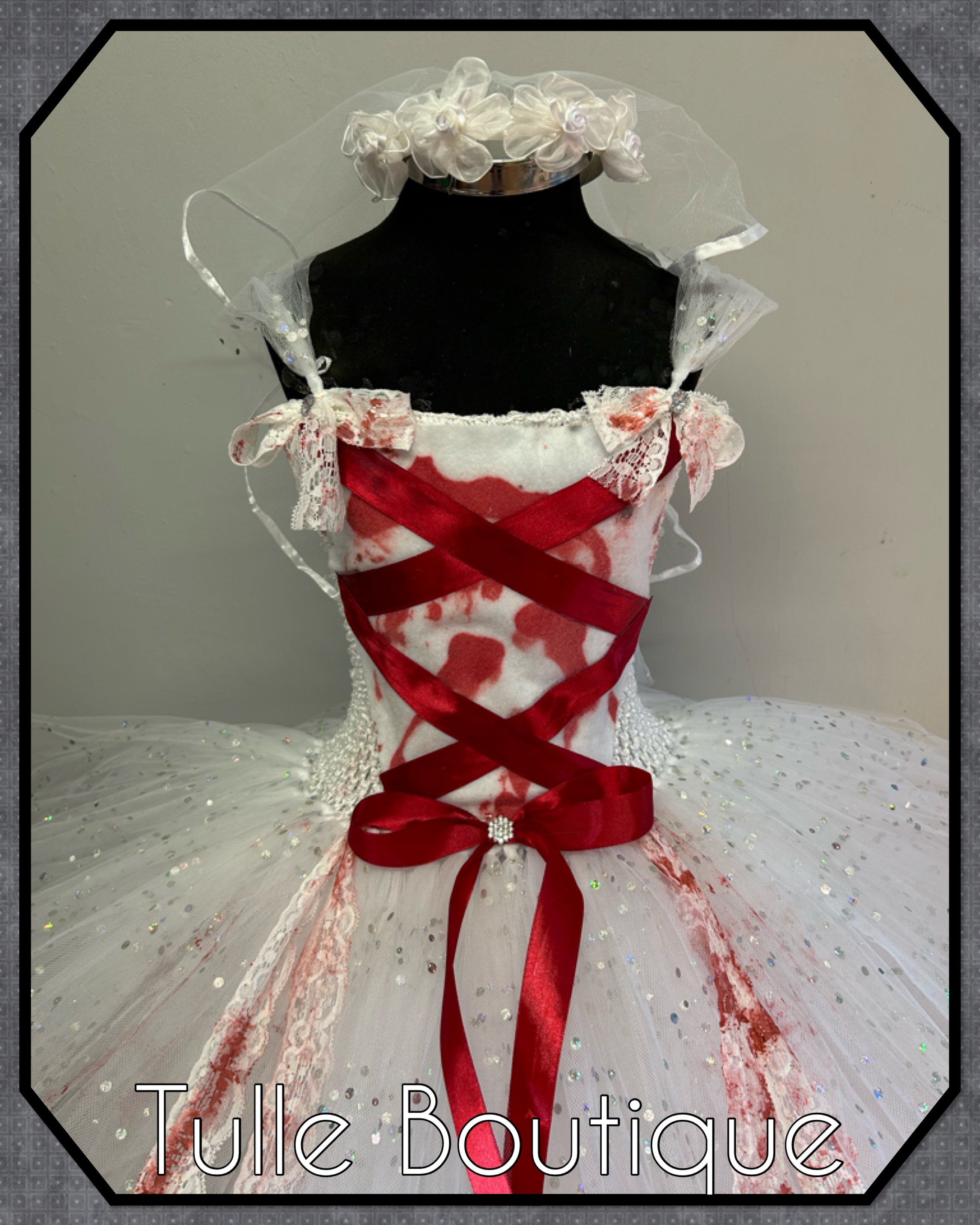 Girls toddlers zombie corpse bride tutu dress, ballgown, wedding fancy dress costume