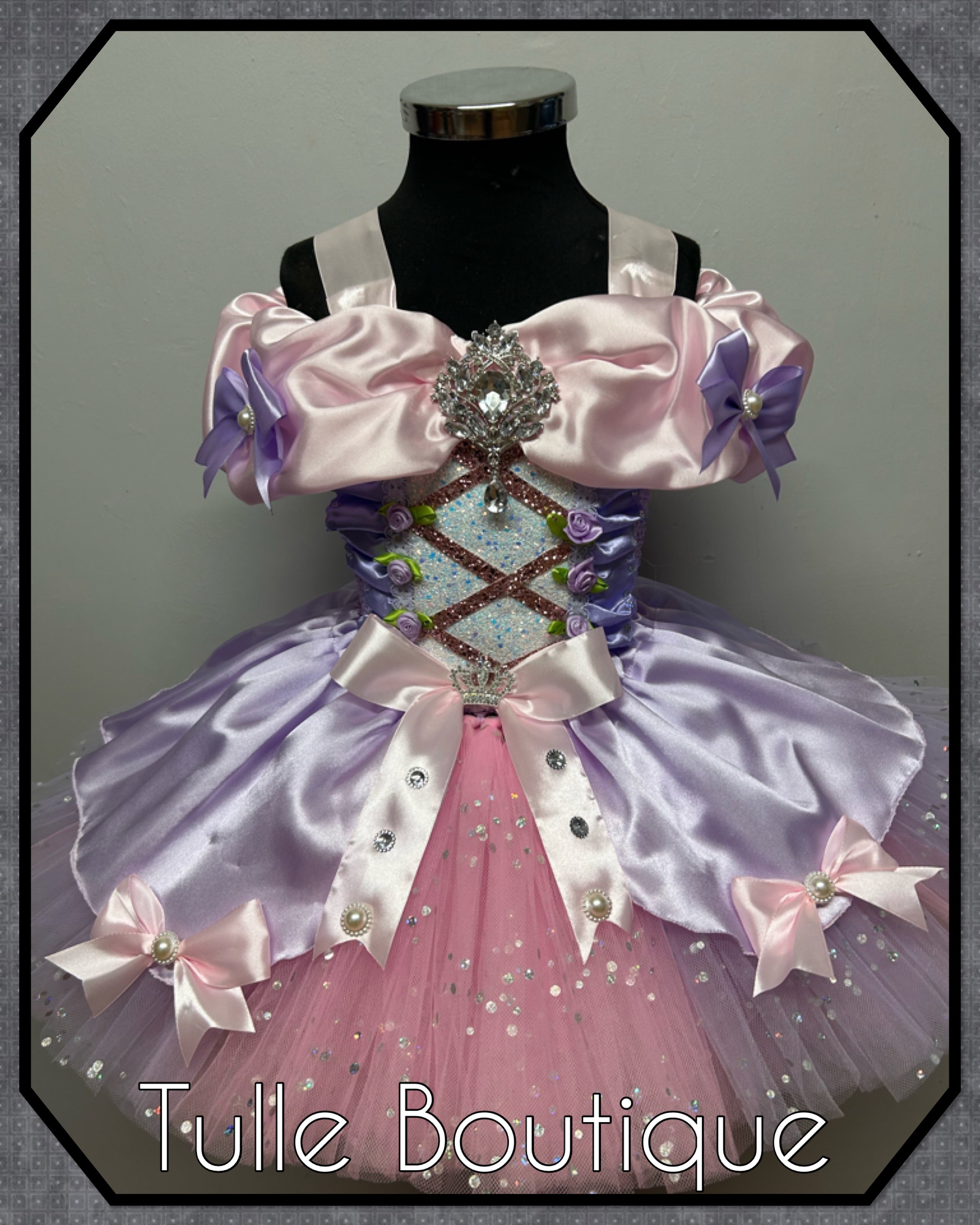 Girls toddlers Rapunzel Pink and lilac Princess tutu dress, birthday ballgown, fancy dress costume