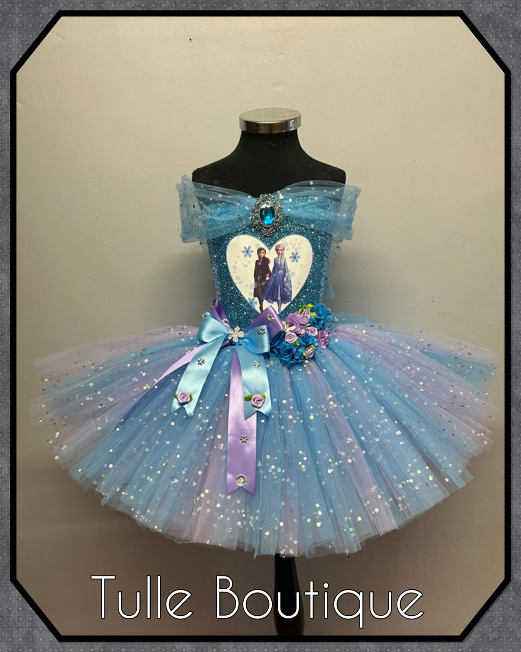 Girls toddlers Princess Elsa frozen tutu birthday party dress,lilac and blue ballgown, fancy dress costume