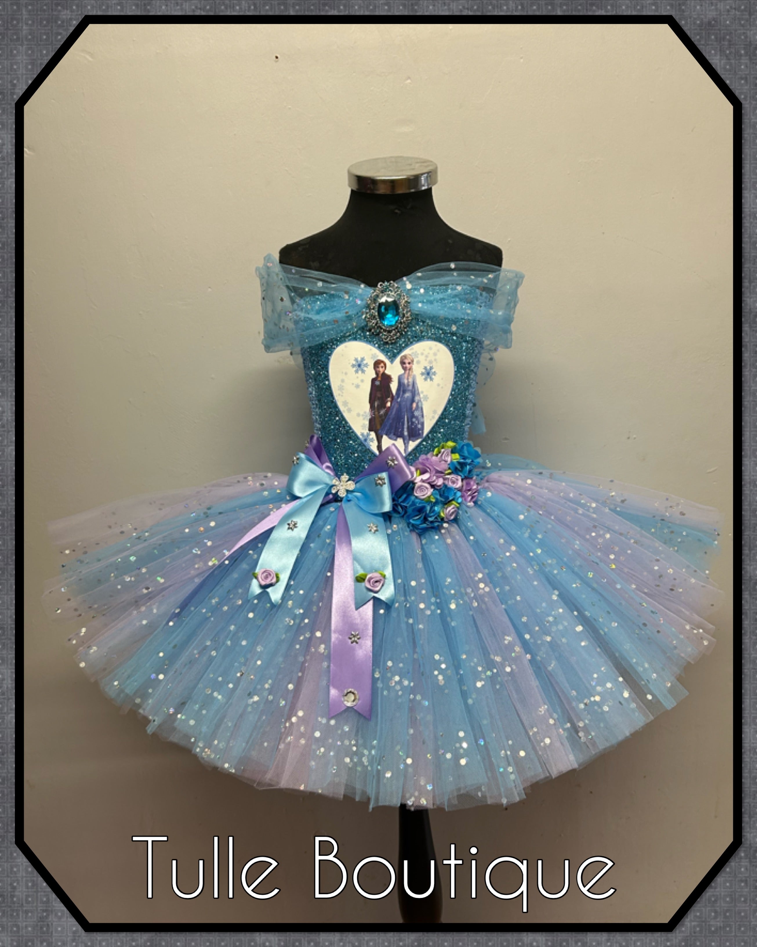 Girls toddlers Princess Elsa frozen tutu birthday party dress,lilac and blue ballgown, fancy dress costume