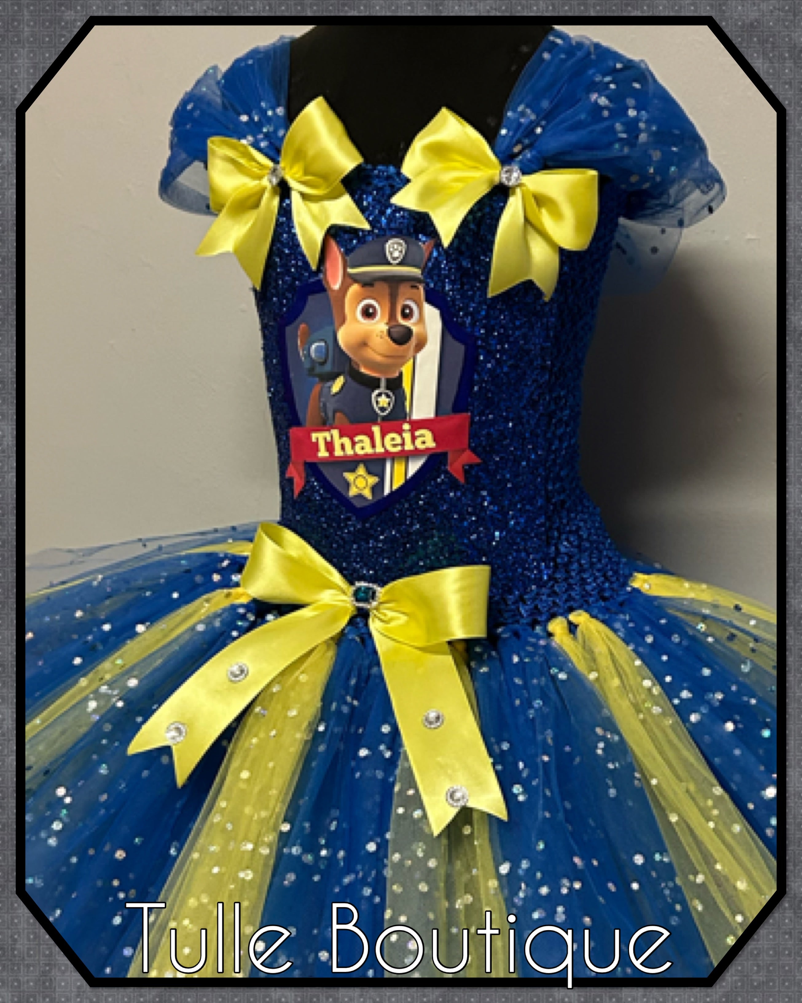 Girls toddlers Chase pup tutu dress, ballgown, paw patrol fancy dress costume