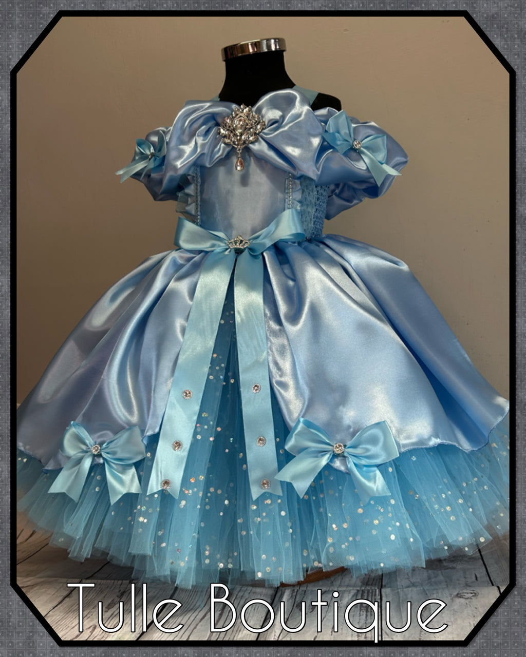 Girls toddlers Princess Cinderella baby blue tutu dress, ballgown, fancy dress costume full length