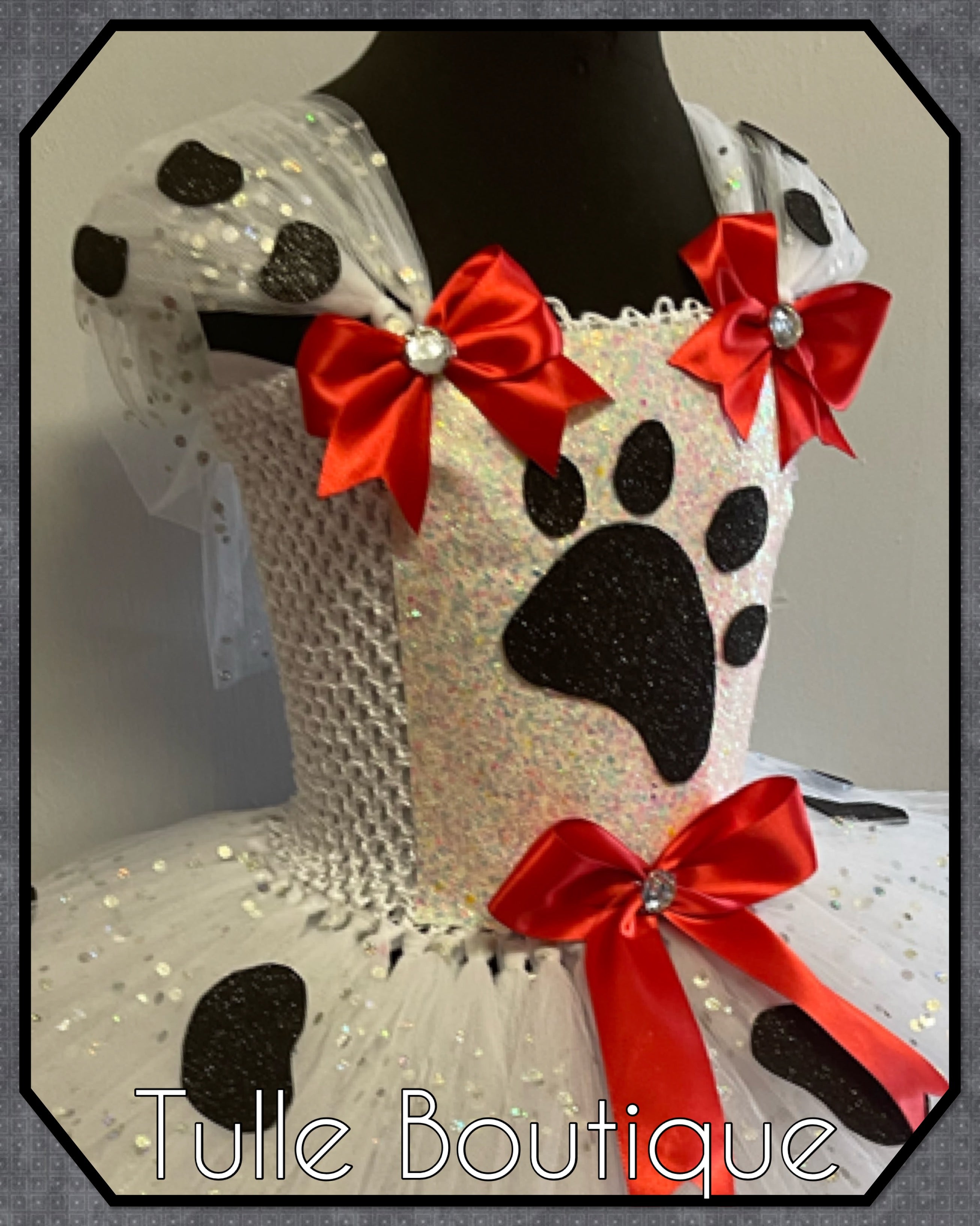 Girls toddlers Dalmatian pup tutu dress, ballgown, 101 Dalmatians fancy dress costume