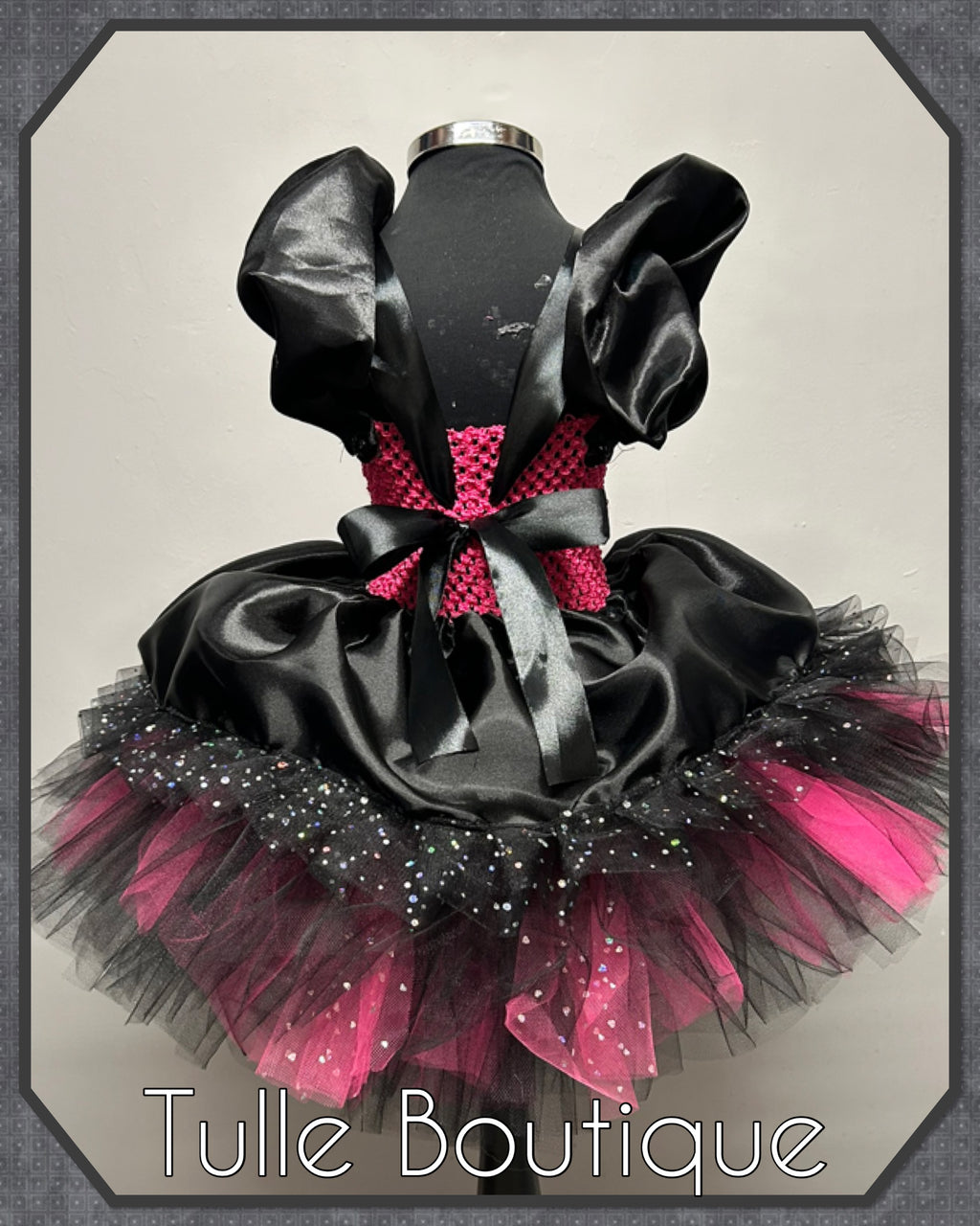 Girls toddlers hotpink and black witch tutu birthday party dress,ballgown, fancy dress costume