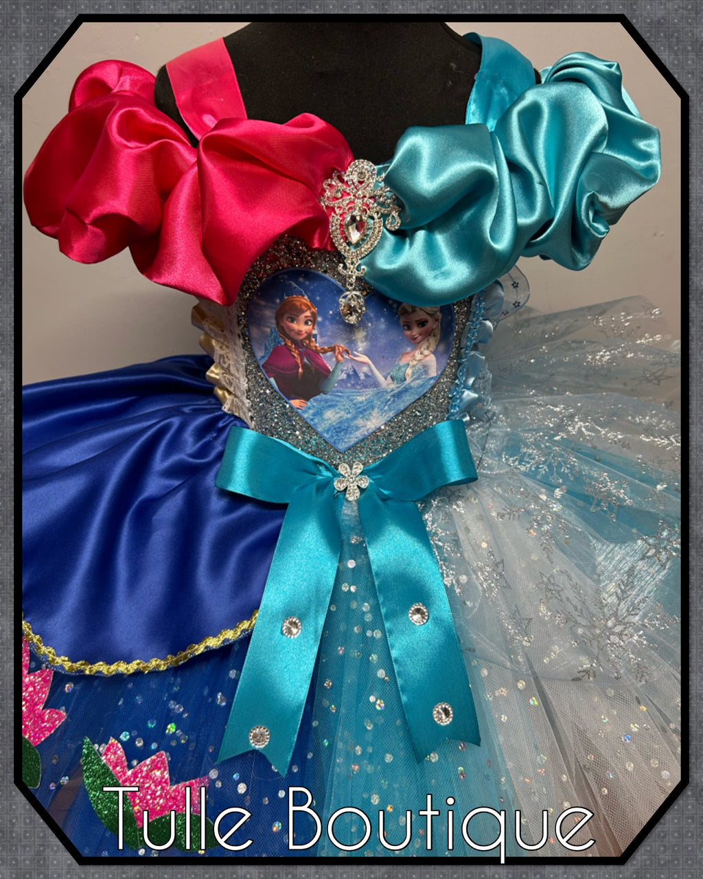 Girls toddlers Frozen Elsa and Anna  tutu dress, half and half ballgown, fancy dress costume