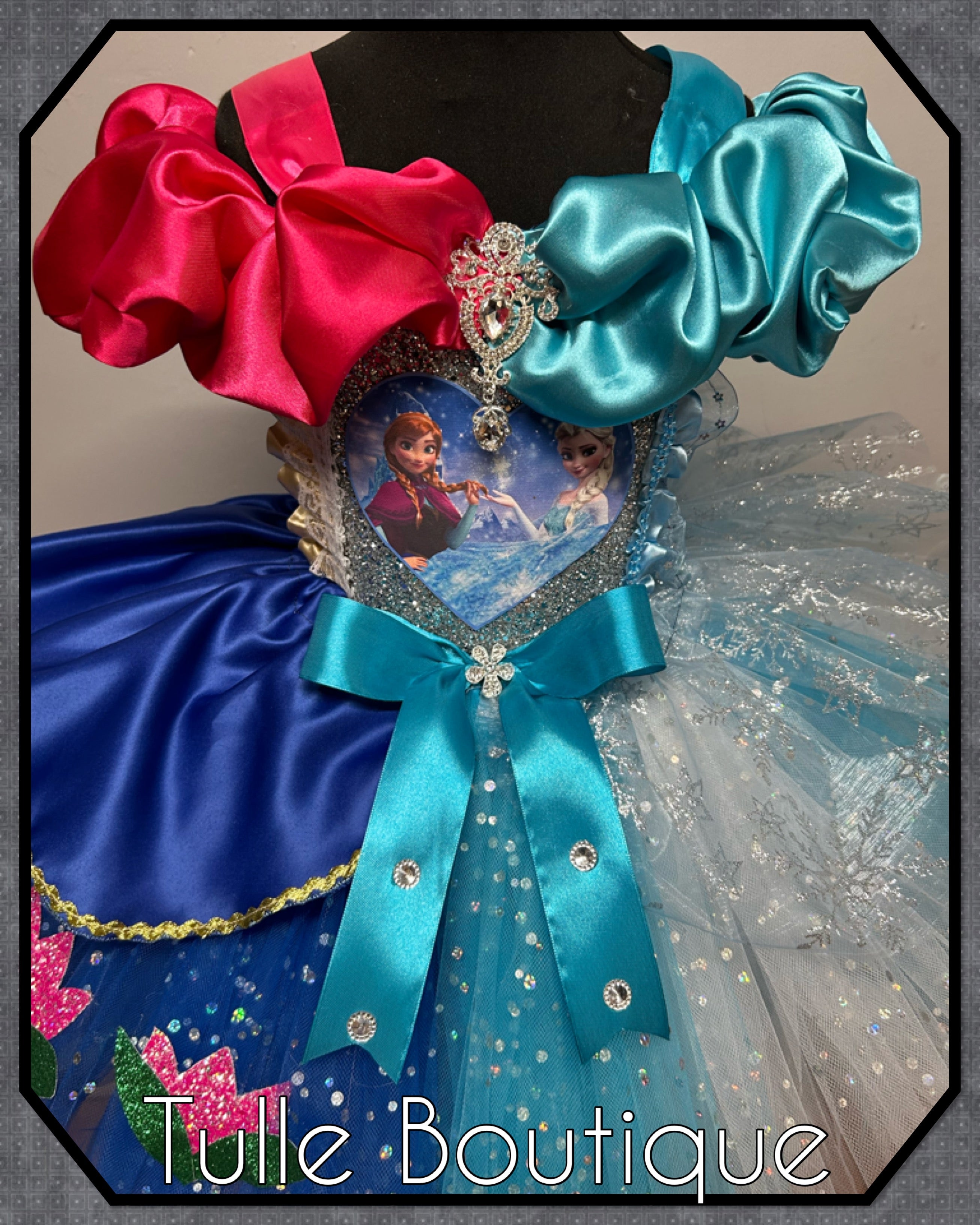 Girls toddlers Frozen Elsa and Anna  tutu dress, half and half ballgown, fancy dress costume