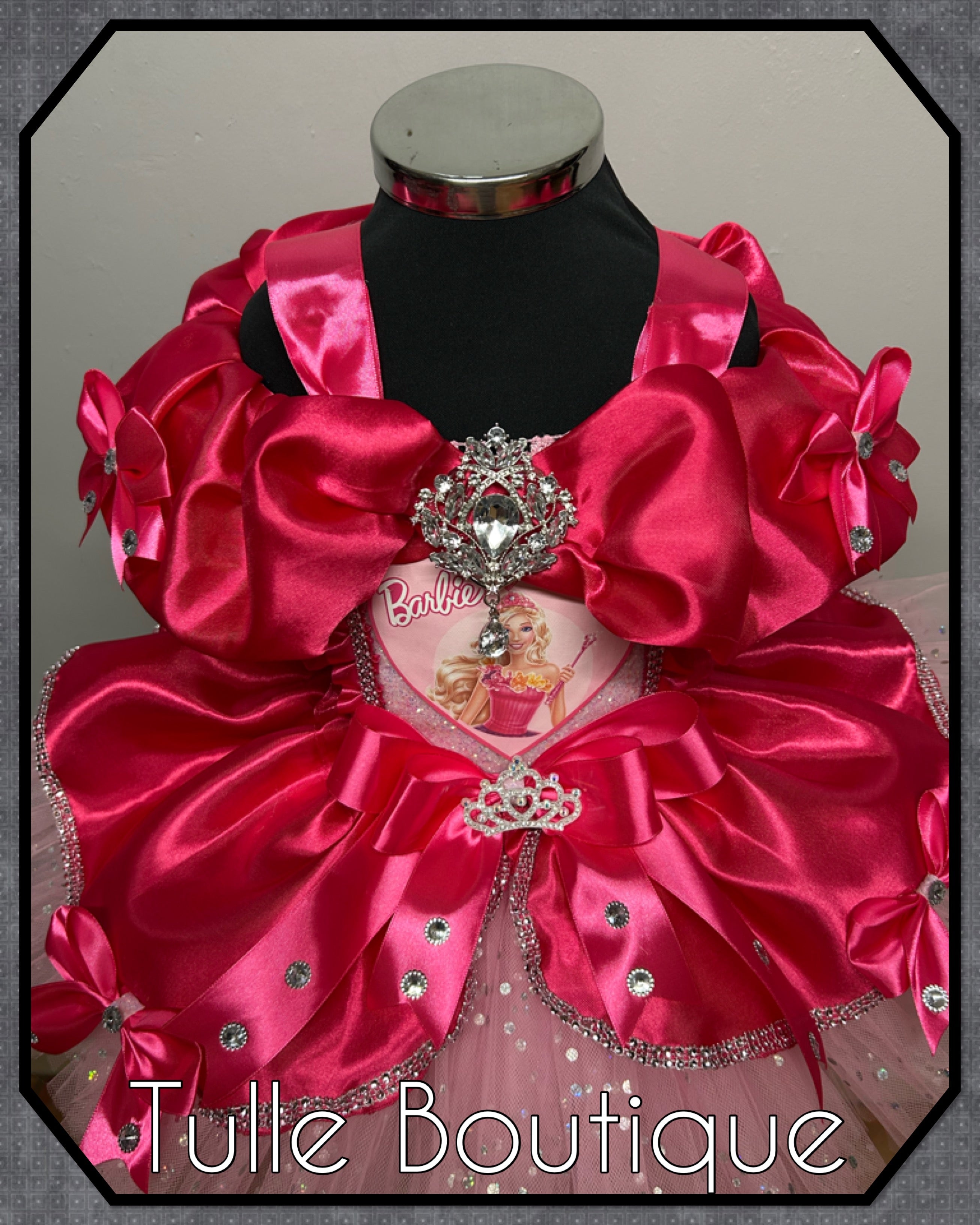 Girls toddlers Barbie Hotpink Princess tutu dress, birthday ballgown, fancy dress costume