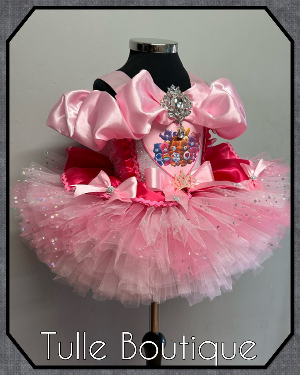 Girls toddlers Care Bears Princess pink tutu dress, sleeping beauty ballgown, fancy dress costume