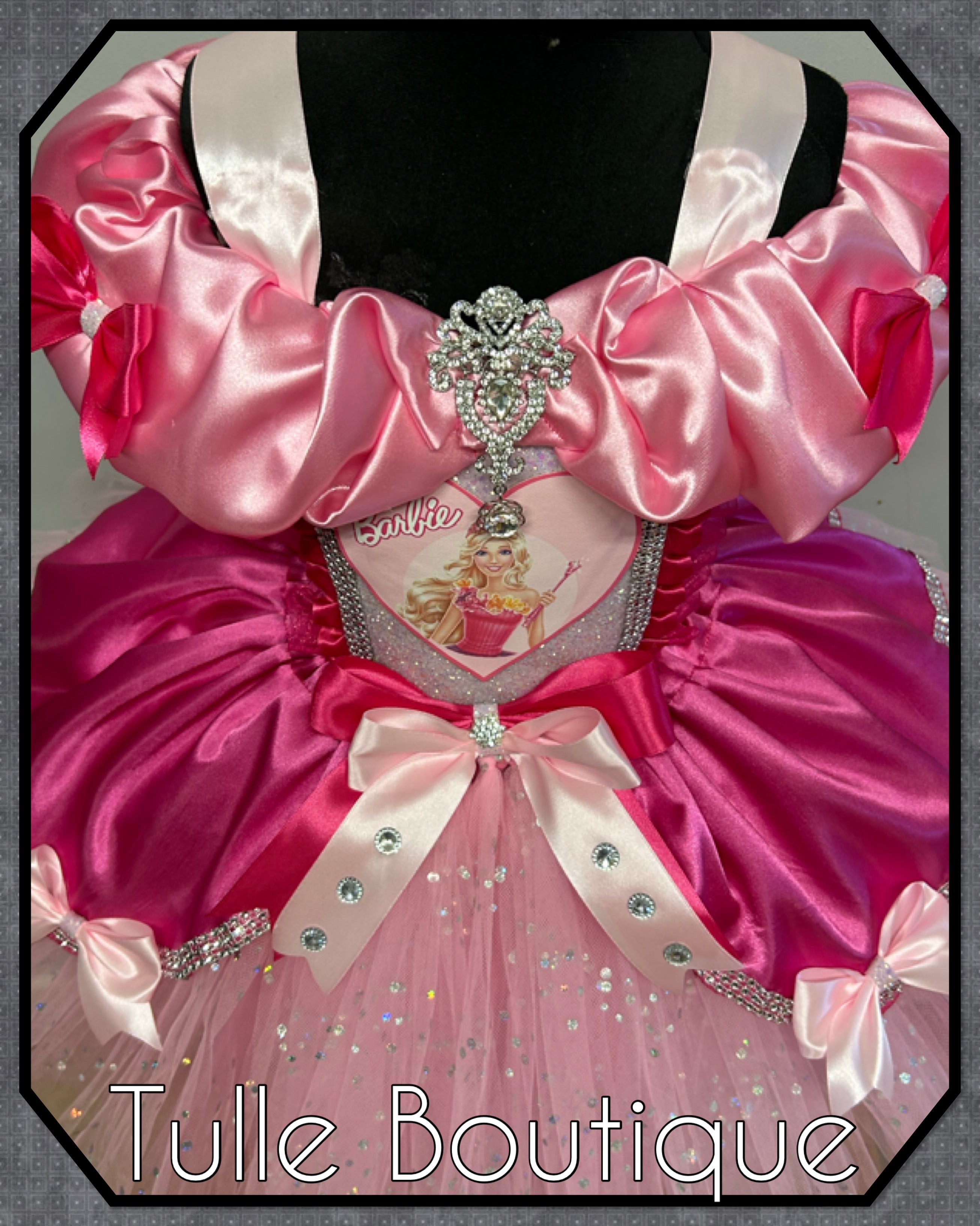 Girls toddlers Barbie Mix Pink Princess tutu dress, birthday ballgown, fancy dress costume