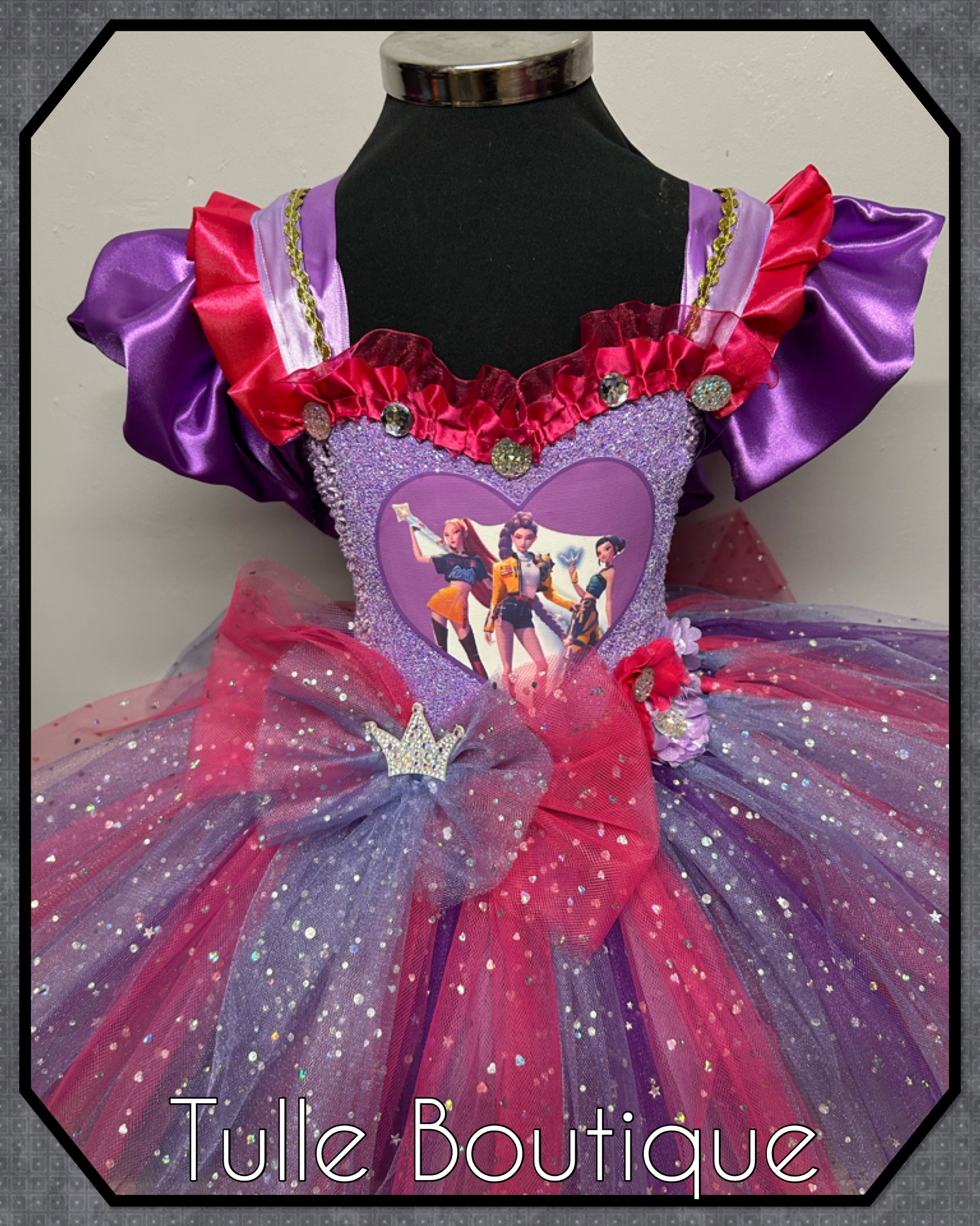 Girls toddlers Princess tutu dress, ballgown, Kpop Demon Hunters fancy dress costume