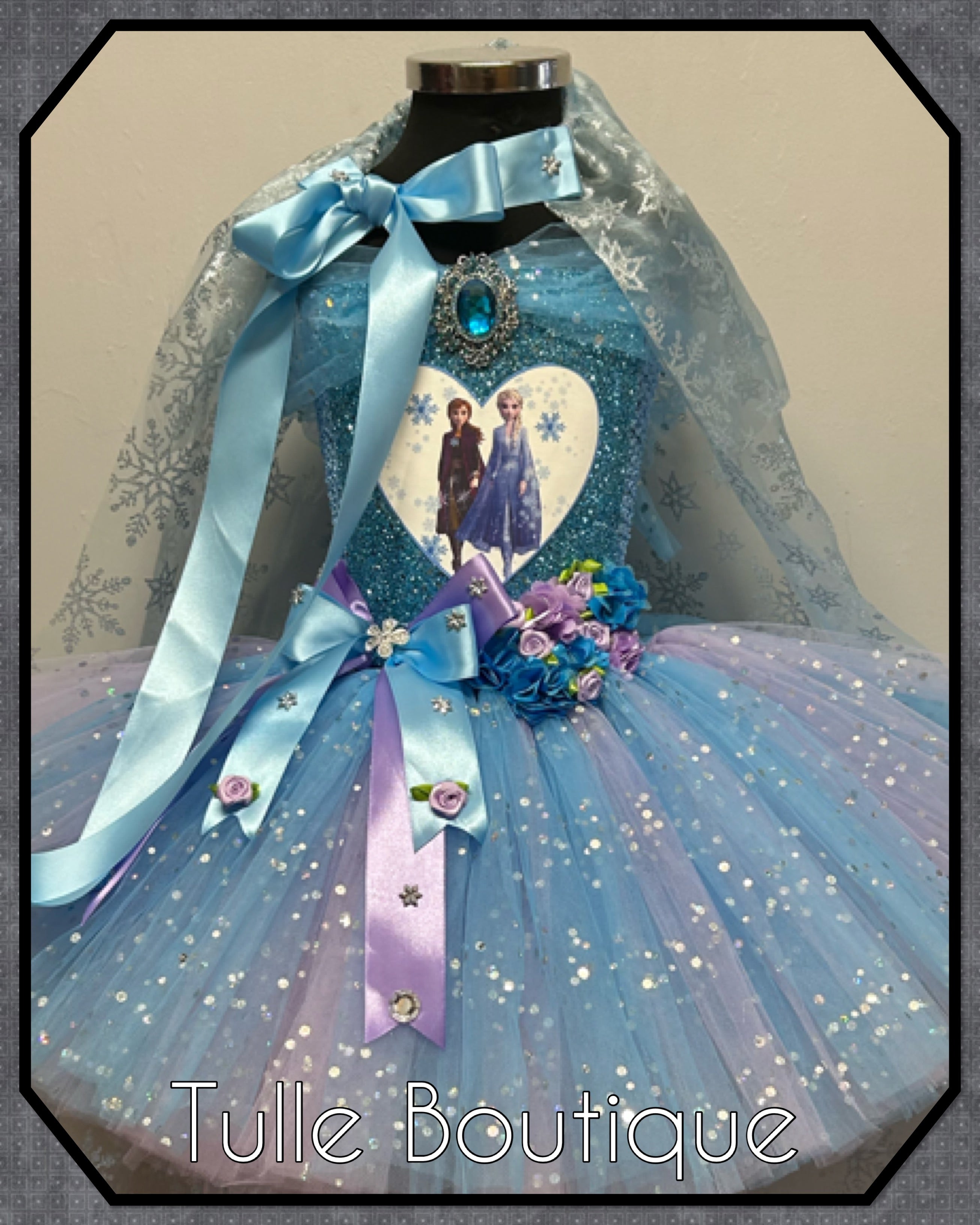 Girls toddlers Princess Elsa frozen tutu birthday party dress,lilac and blue ballgown, fancy dress costume