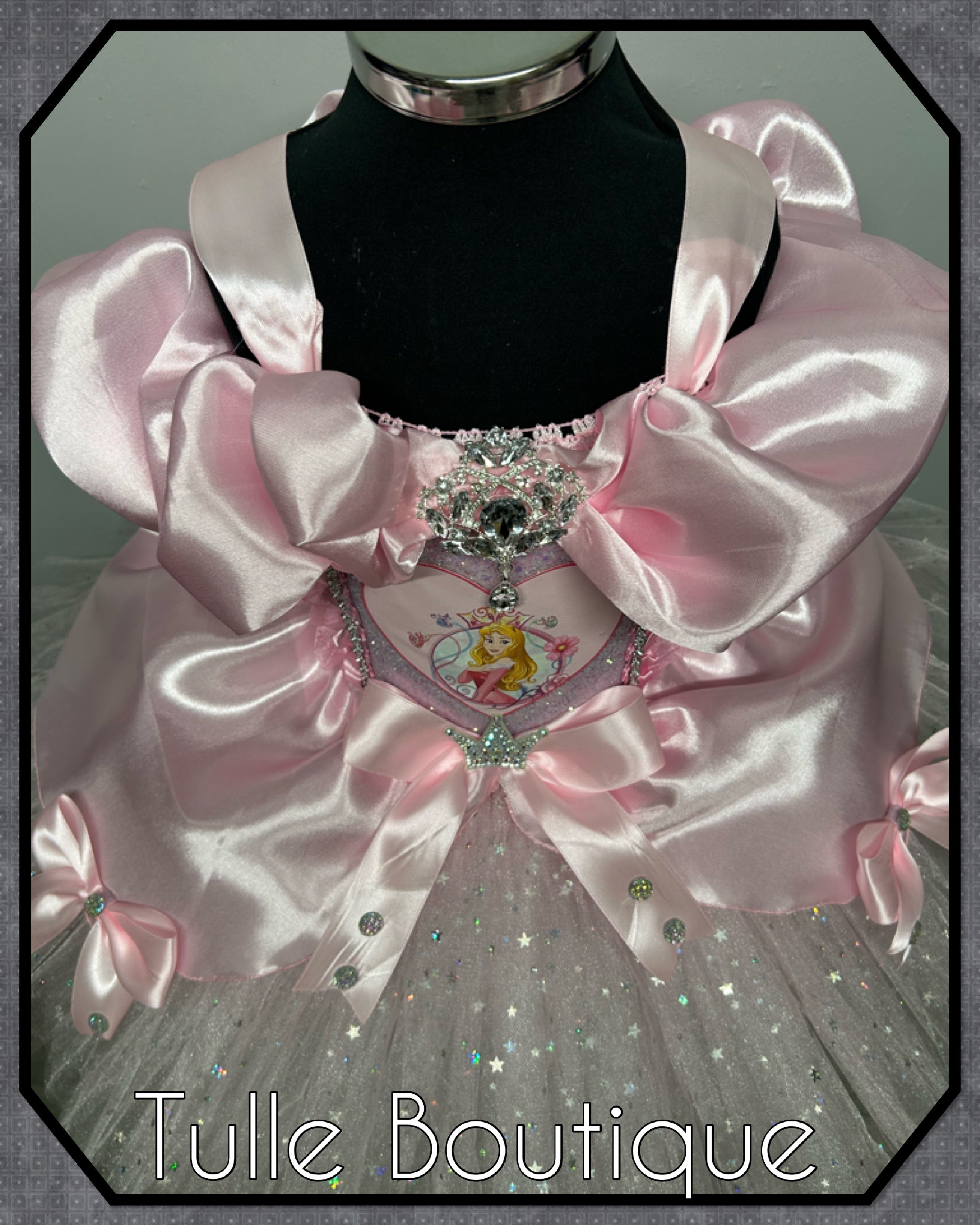 Girls toddlers Princess Aurora pink tutu dress, sleeping beauty ballgown, fancy dress costume