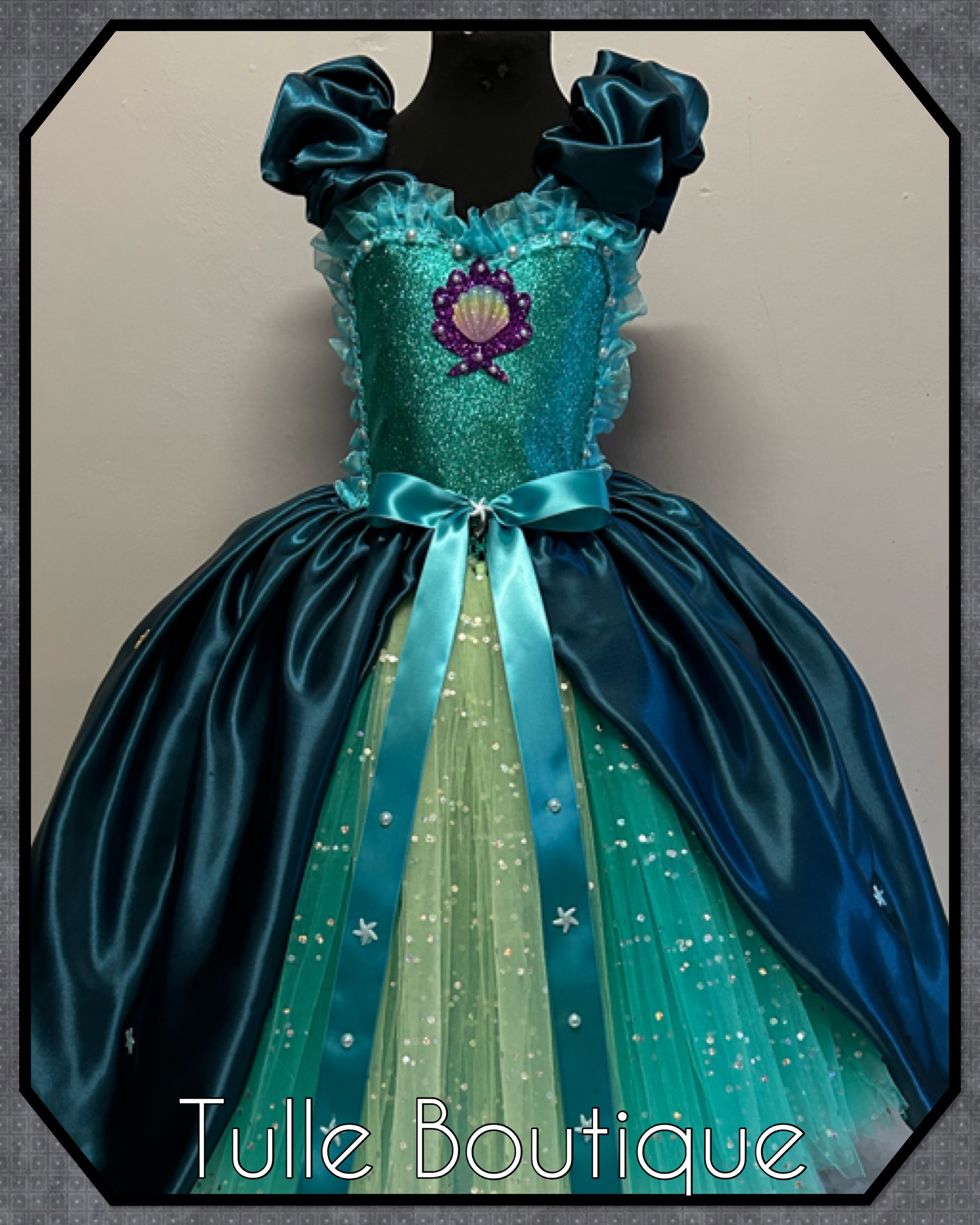 Girls toddlers The little Mermaid Princess Ariel tutu dress, ballgown, fancy dress costume full length