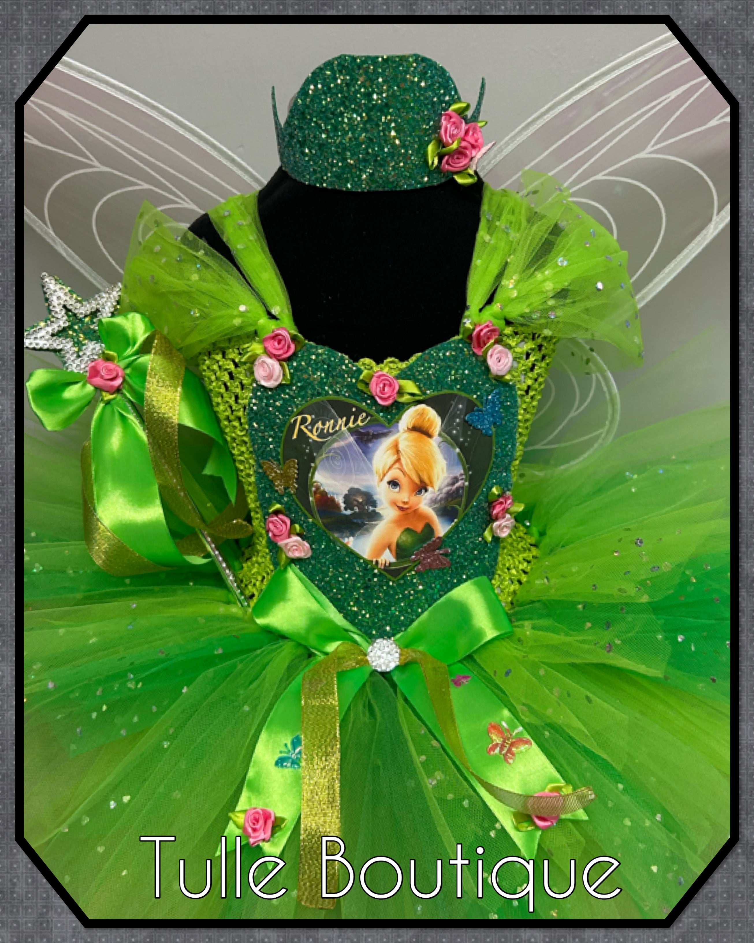 Girls toddlers Tinkerbell green  tutu dress, ballgown, fancy dress costume