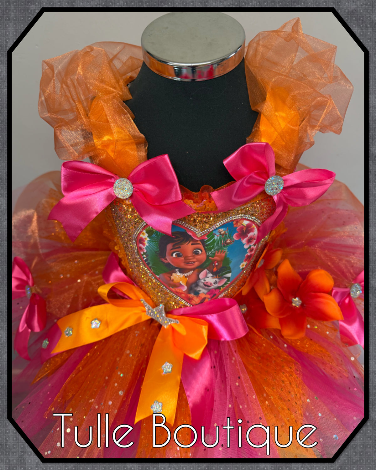 Girls toddlers young baby Moana tutu birthday party dress,ballgown, tropical fancy dress costume