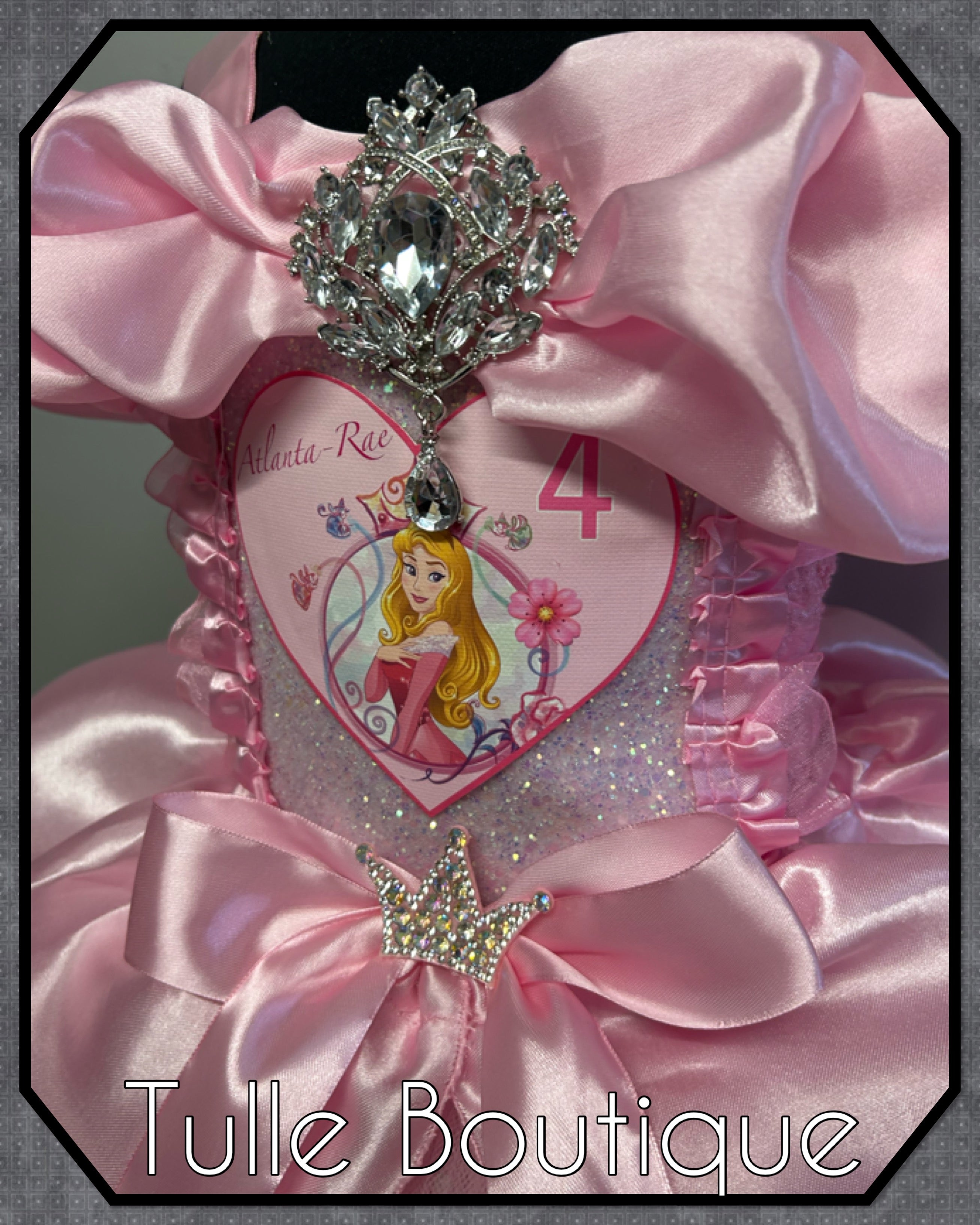 Girls toddlers Princess Aurora pink tutu dress, sleeping beauty ballgown, fancy dress costume