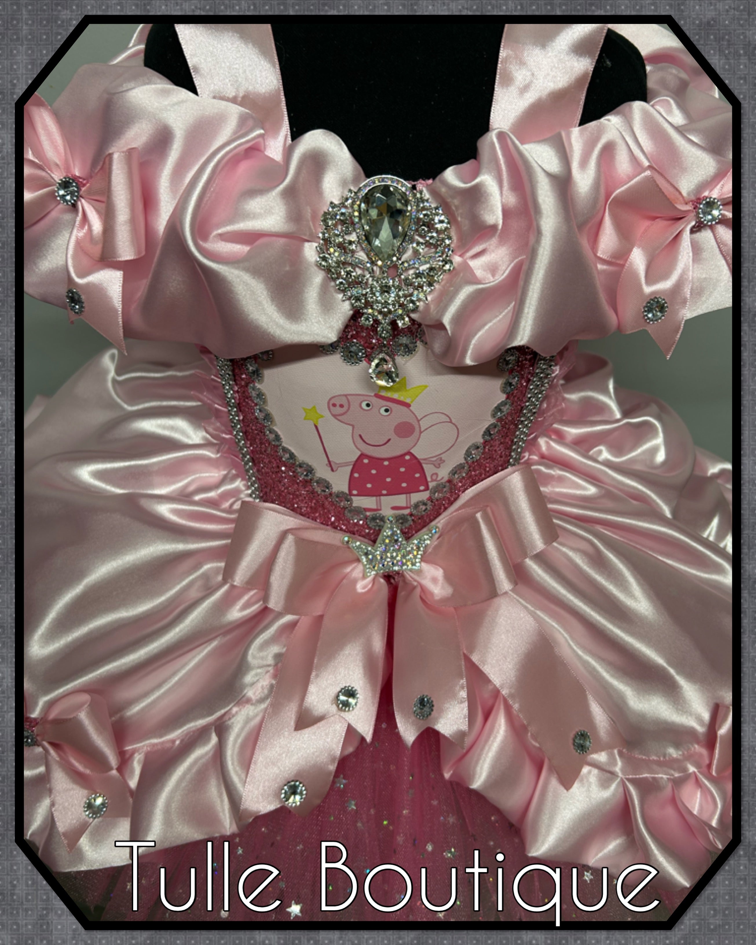 Girls toddlers sparkly Princess peppa pig pink tutu dress, birthday ballgown, fancy dress costume