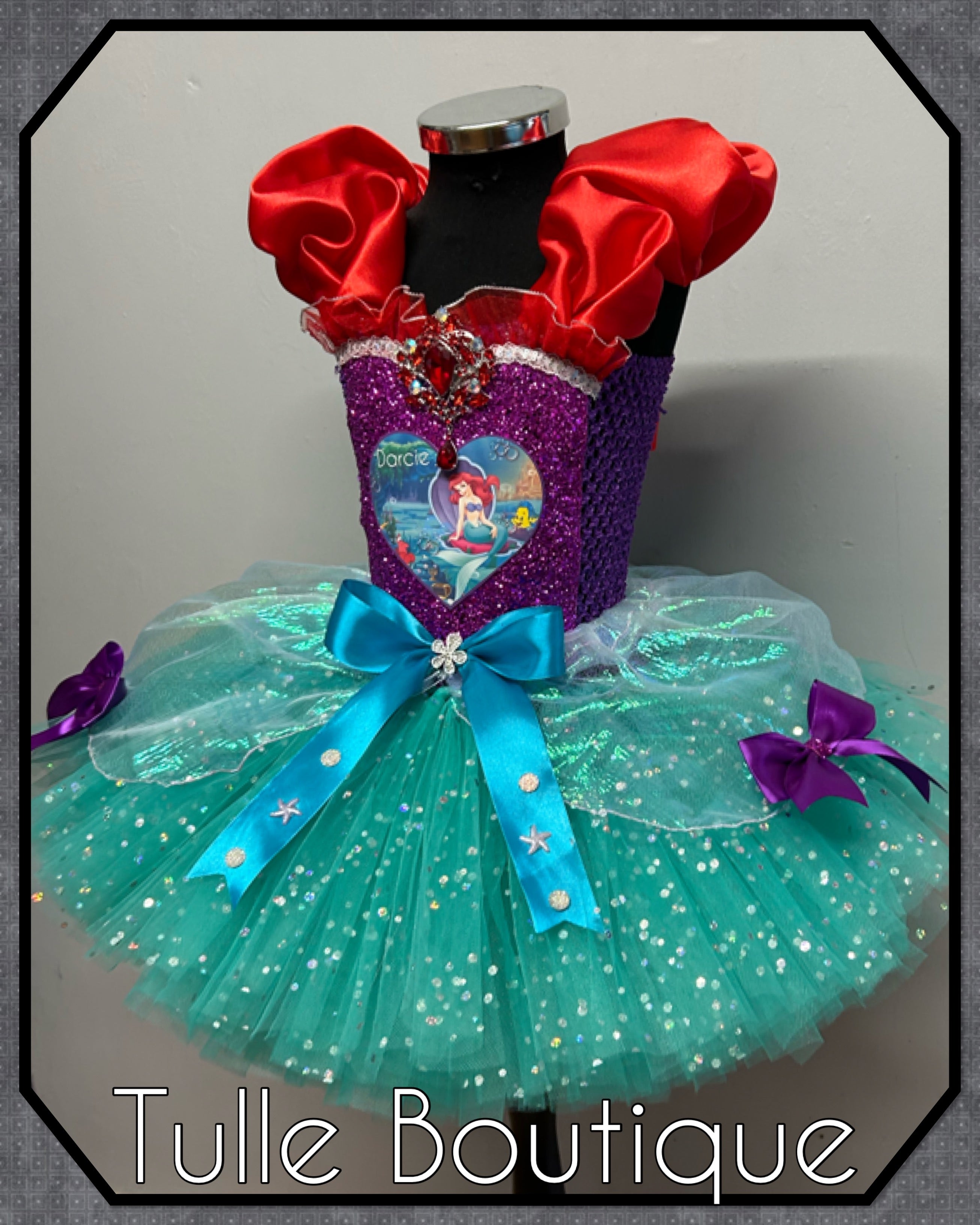 Girls toddlers The little mermaid Princess Ariel tutu birthday party dress,ballgown, fancy dress costume