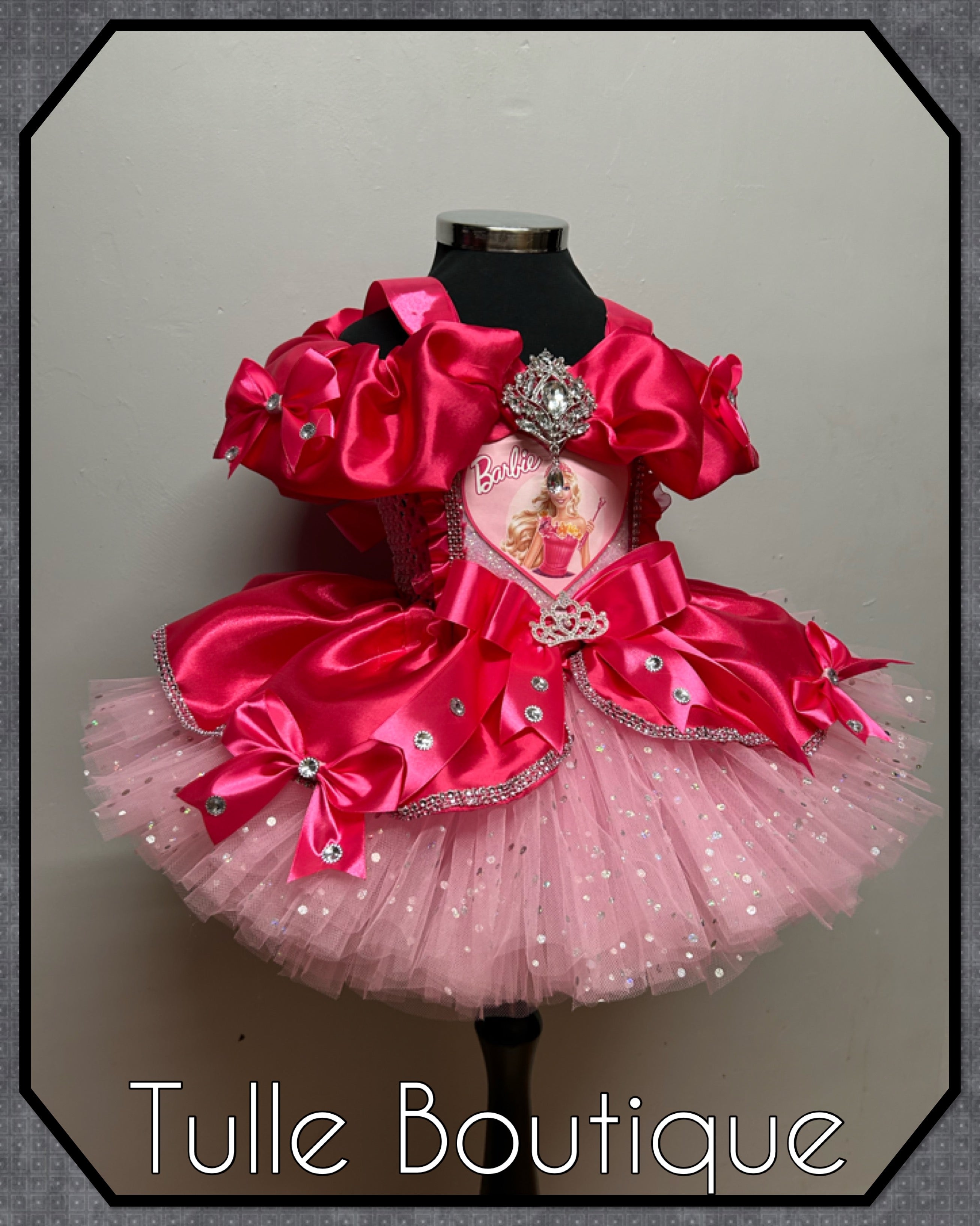 Girls toddlers Barbie Hotpink Princess tutu dress, birthday ballgown, fancy dress costume