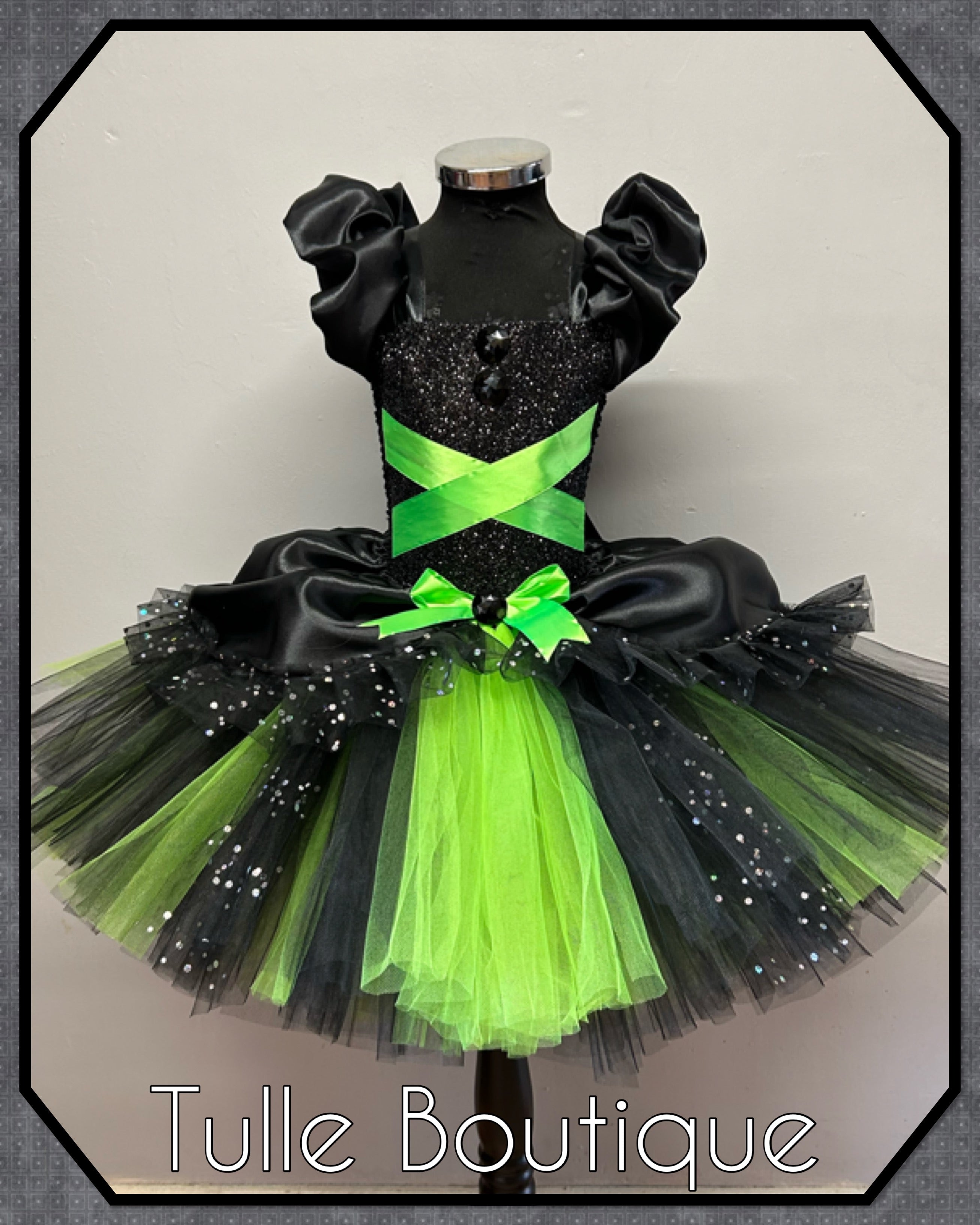 Girls Wicked Elphaba toddlers tutu birthday party dress,ballgown, fancy dress costume