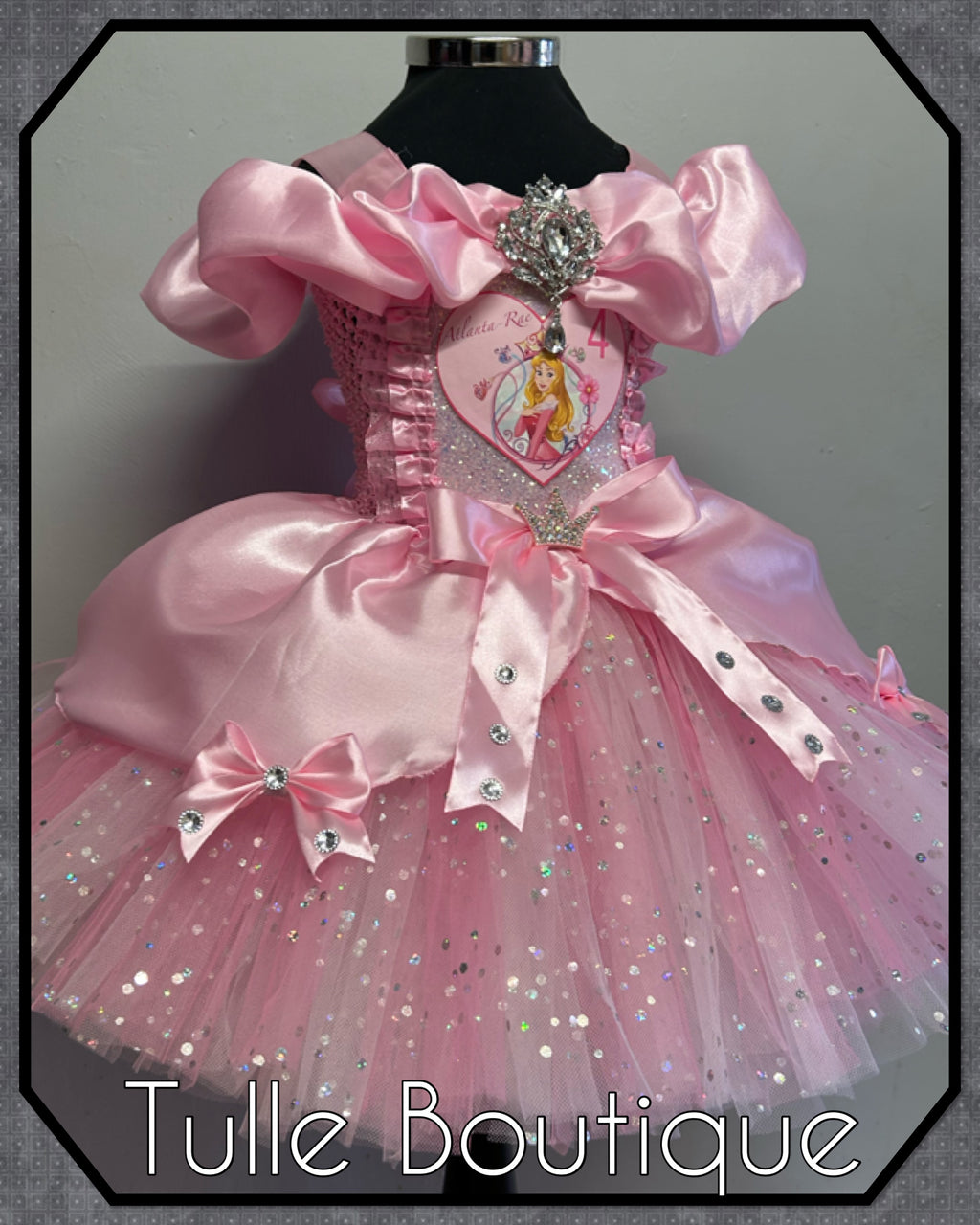 Girls toddlers Princess Aurora pink tutu dress, sleeping beauty ballgown, fancy dress costume