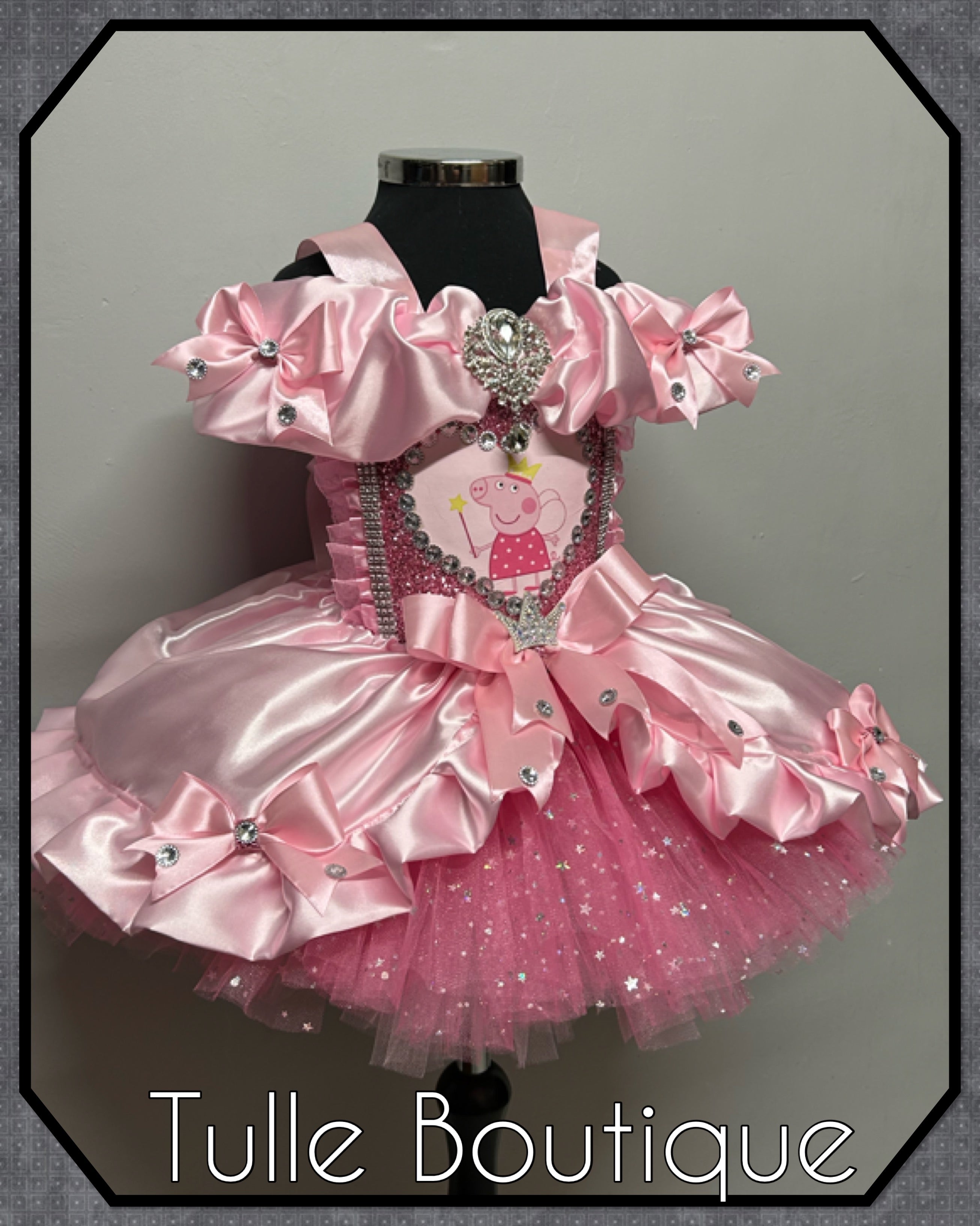 Girls toddlers sparkly Princess peppa pig pink tutu dress, birthday ballgown, fancy dress costume