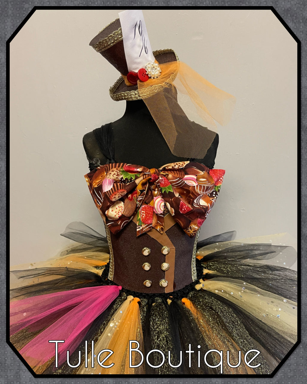 Girls toddlers Mad Hatter tutu dress, ballgown, Alice in wonderland fancy dress costume