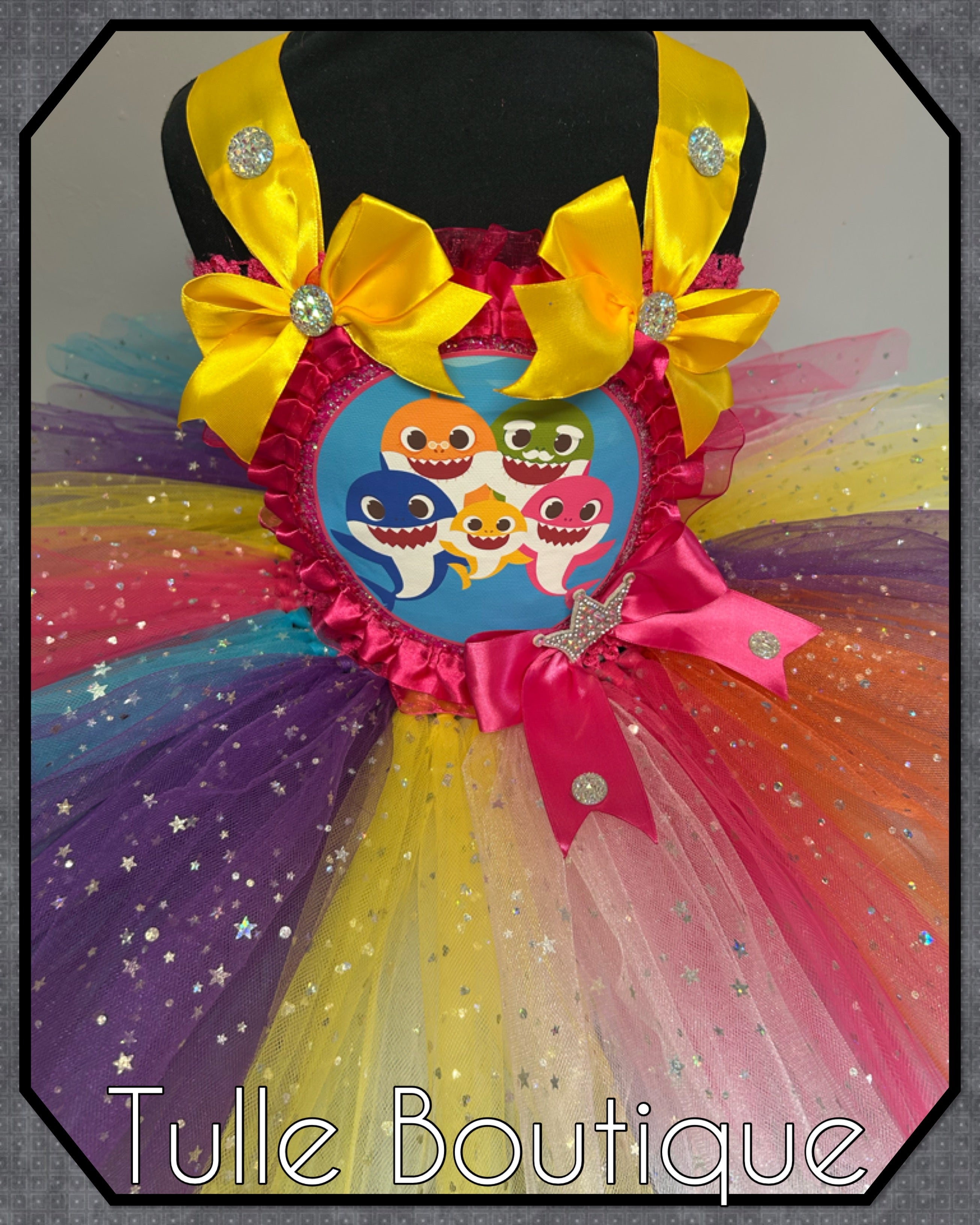 Girls toddlers Princess Baby Shark sparkle tutu dress, ballgown,fancy dress costume