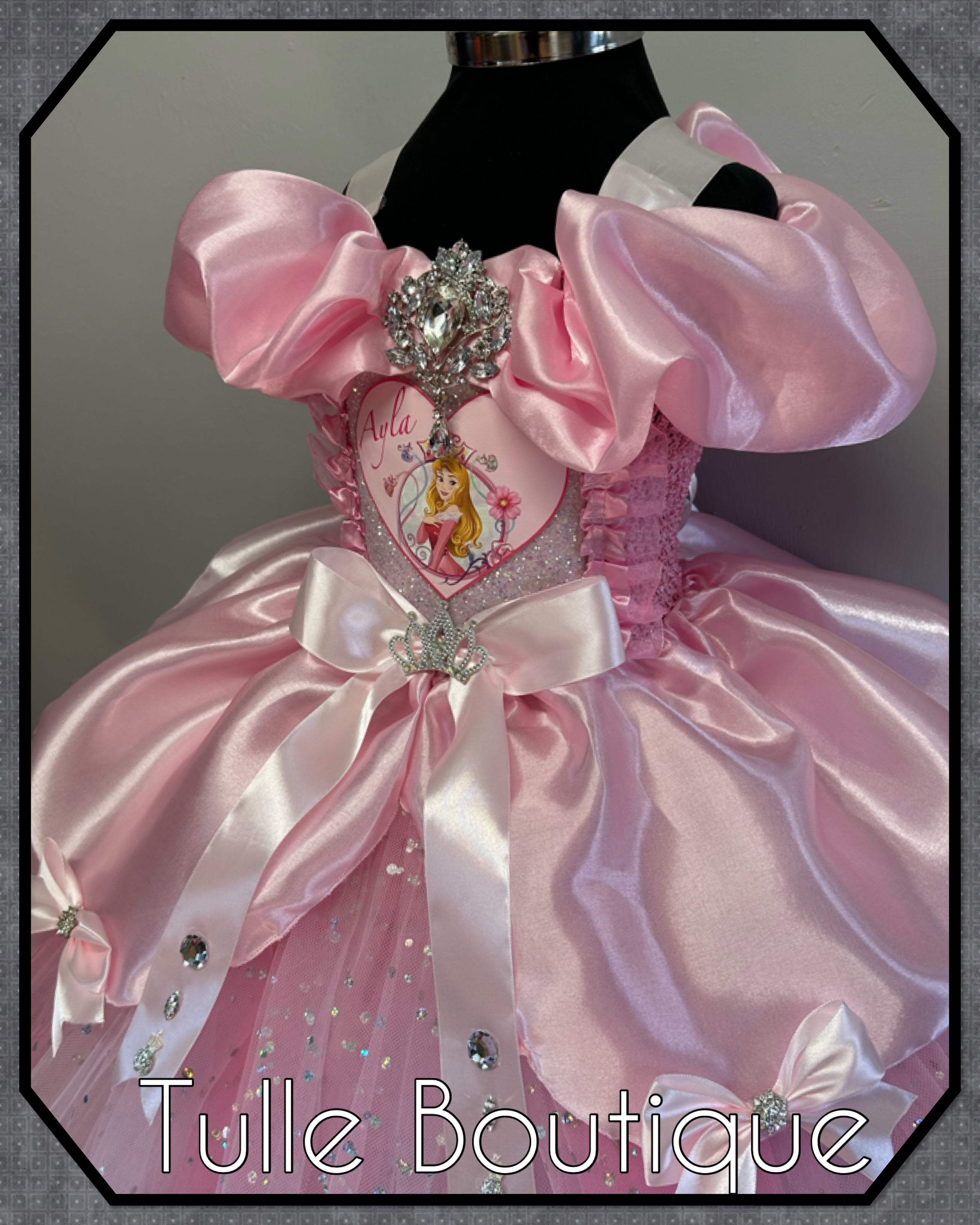 Girls toddlers Princess Aurora sleeping beauty tutu dress, ballgown, fancy dress costume full length