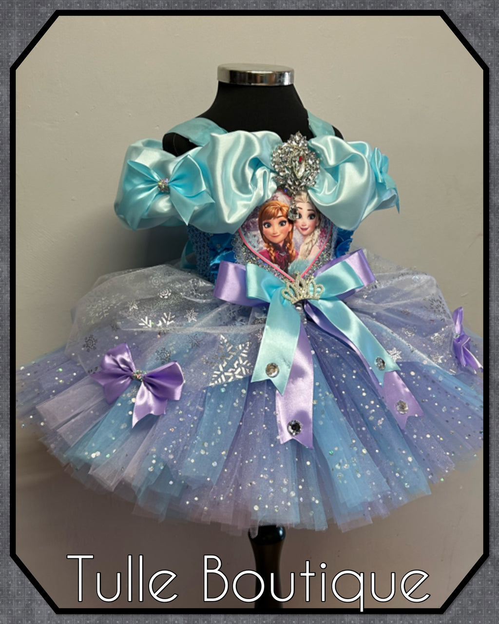 Girls toddlers Frozen Elsa and Anna tutu dress, blue and lilac ballgown, fancy dress costume