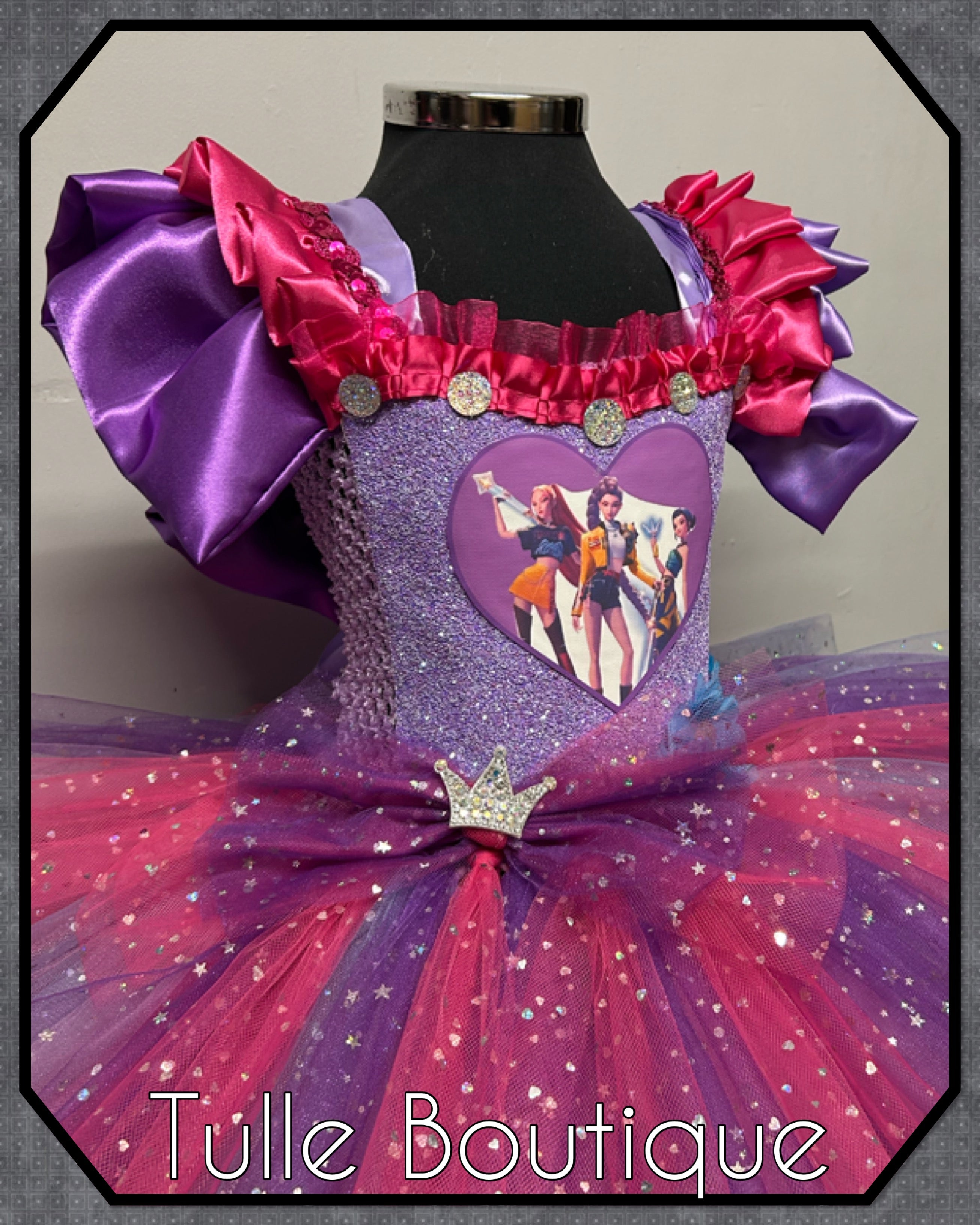 Girls toddlers Princess tutu dress, ballgown, Kpop Demon Hunters fancy dress costume