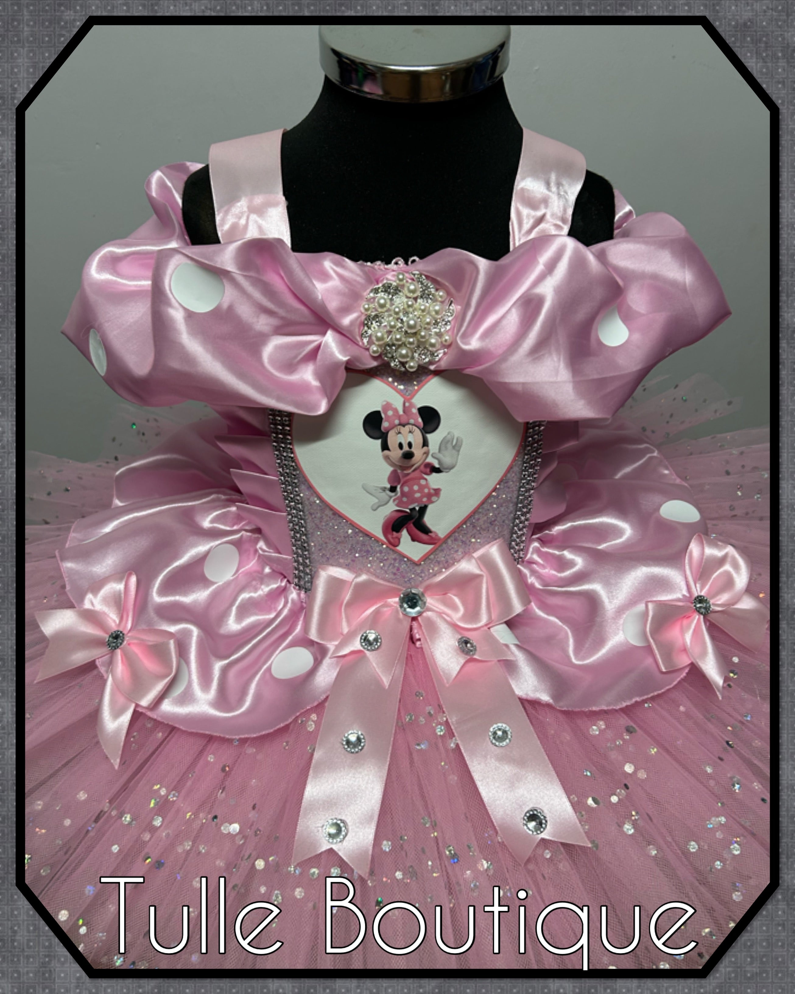 Girls toddlers Minnie Mouse baby pink tutu birthday party dress,ballgown, fancy dress costume
