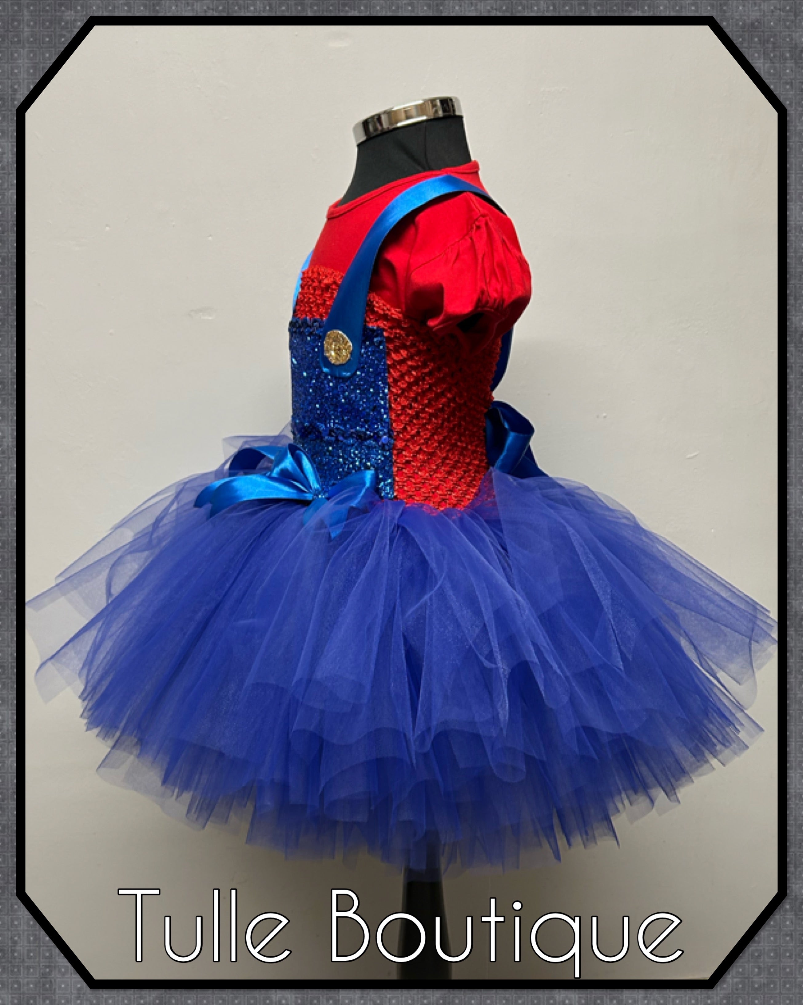 Girls toddlers Super Mario tutu dress, book day fancy dress costume
