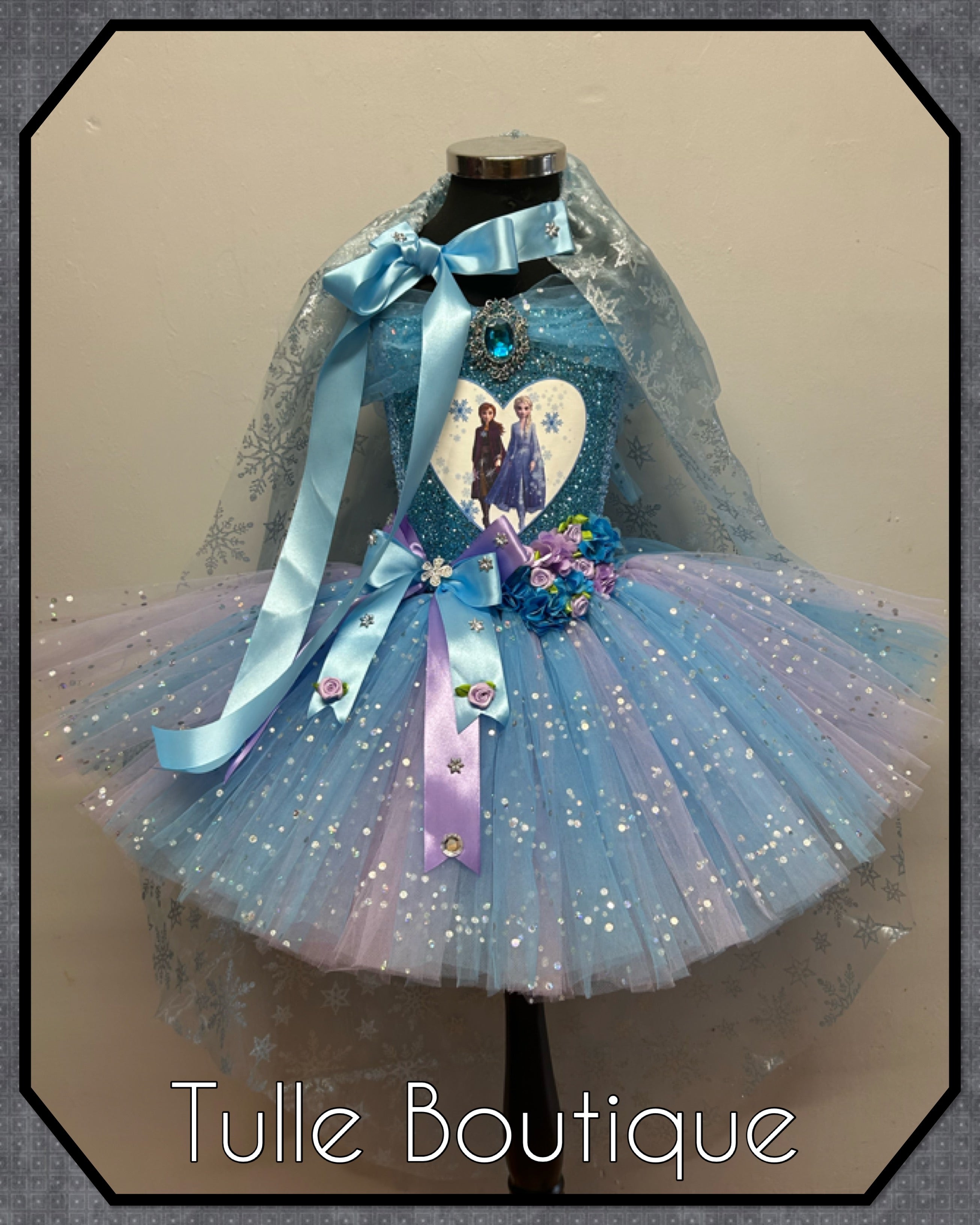 Girls toddlers Princess Elsa frozen tutu birthday party dress,lilac and blue ballgown, fancy dress costume