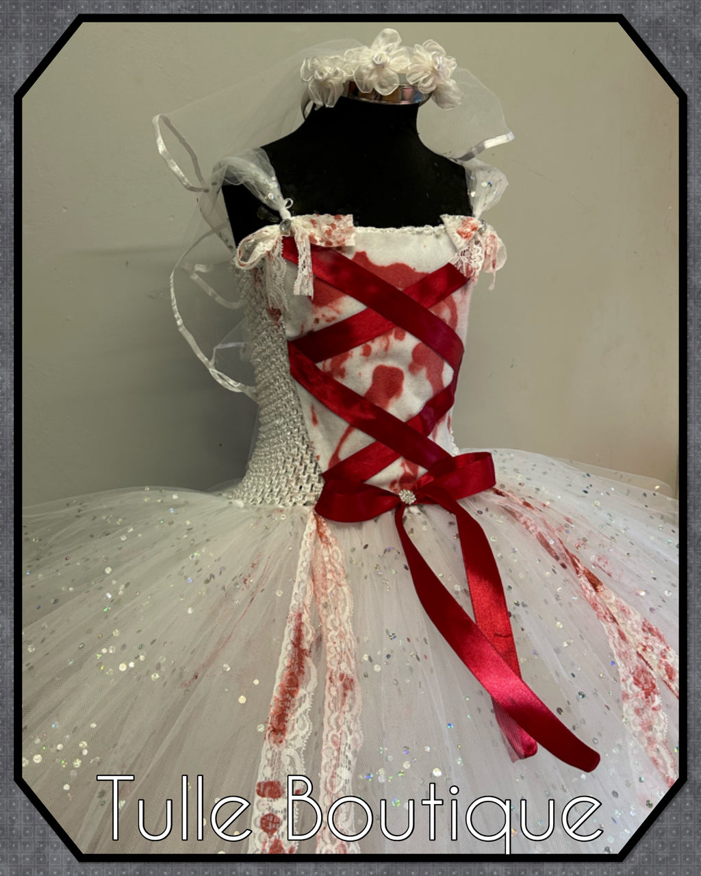 Girls toddlers zombie corpse bride tutu dress, ballgown, wedding fancy dress costume