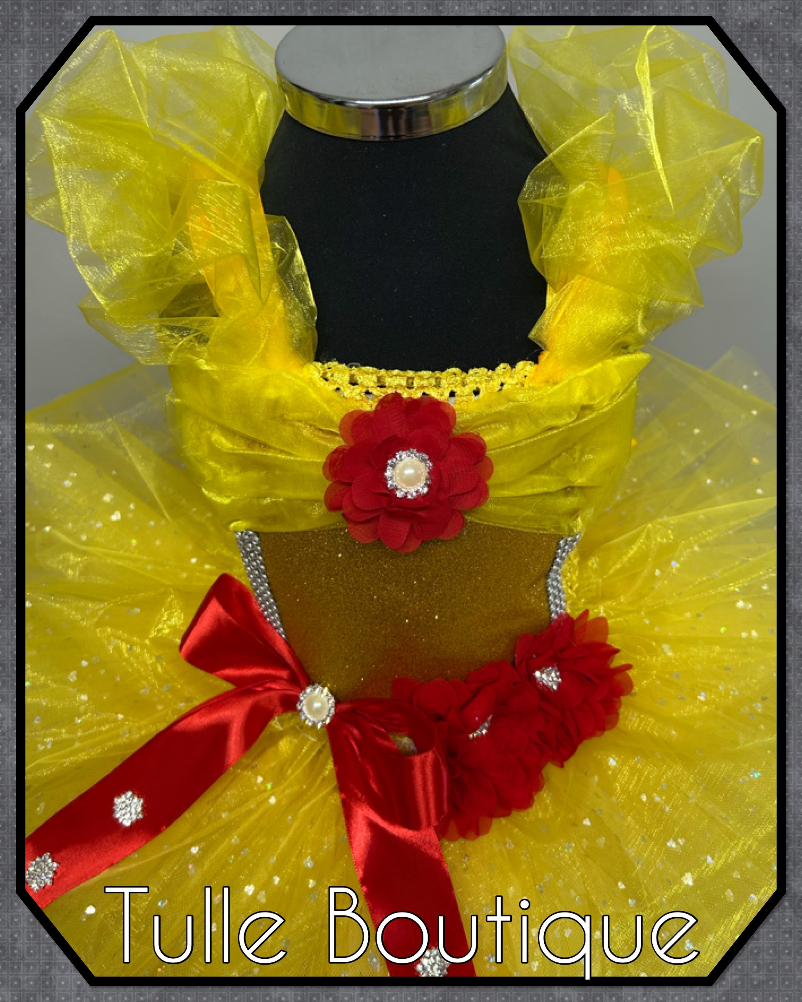 Girls toddlers Princess Belle tutu dress, beauty and the beast ballgown, fancy dress costume