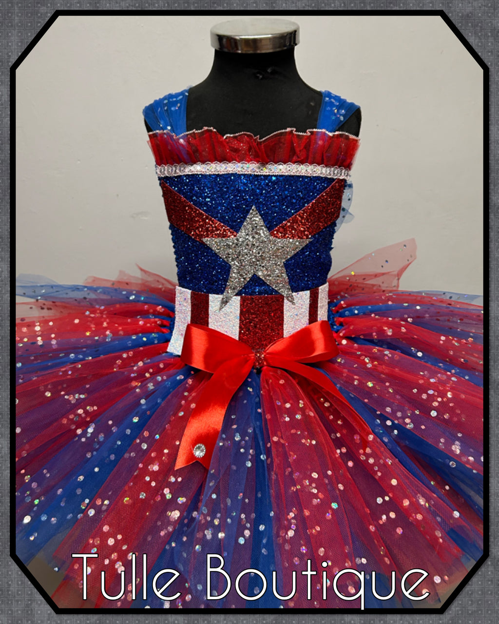 Girls toddlers Superhero Captain America tutu dress, ballgown, fancy dress costume