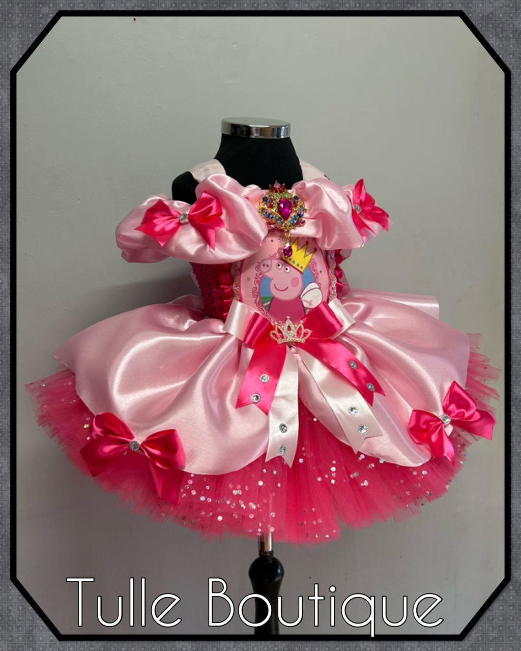 Girls toddlers Princess peppa pig pink tutu dress, birthday ballgown, fancy dress costume