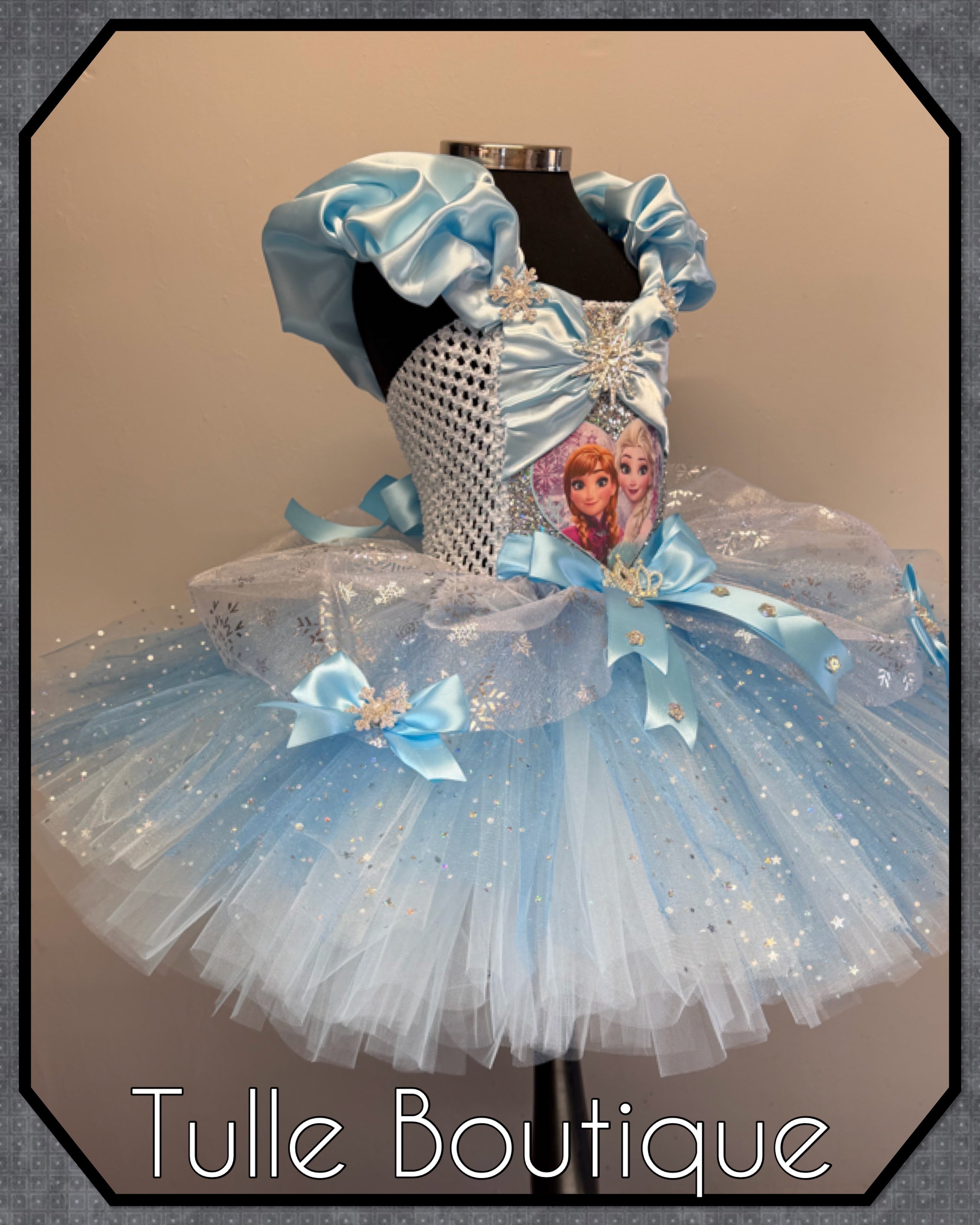 Girls toddlers Princess Elsa sky blue satin tutu dress, frozen ballgown, fancy dress costume