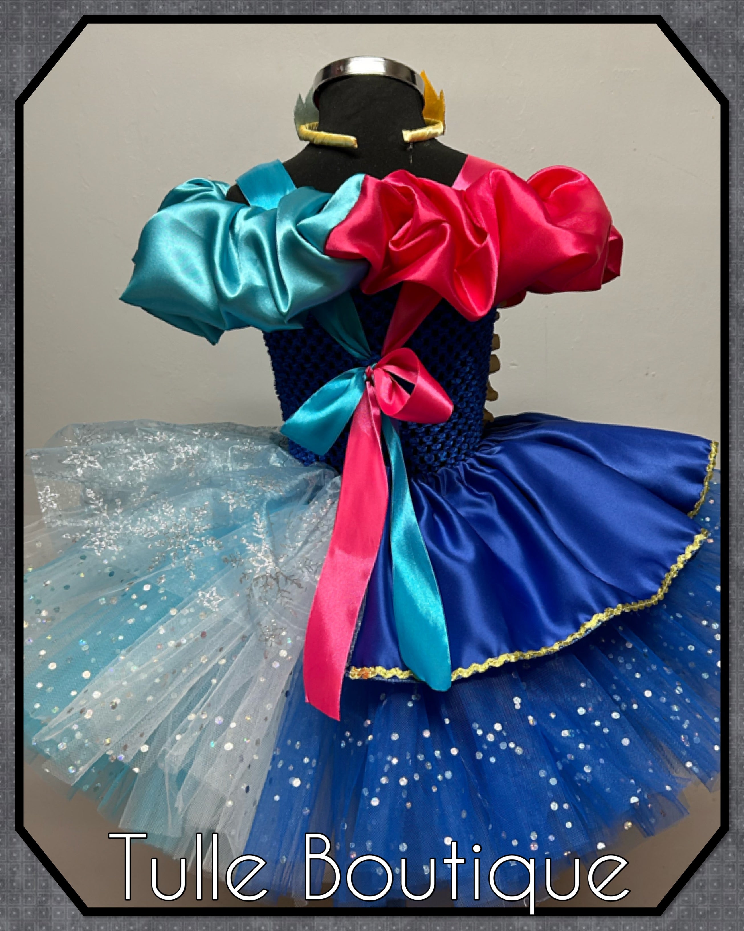 Girls toddlers Frozen Elsa and Anna  tutu dress, half and half ballgown, fancy dress costume