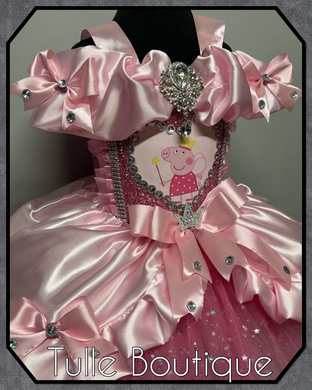 Girls toddlers sparkly Princess peppa pig pink tutu dress, birthday ballgown, fancy dress costume