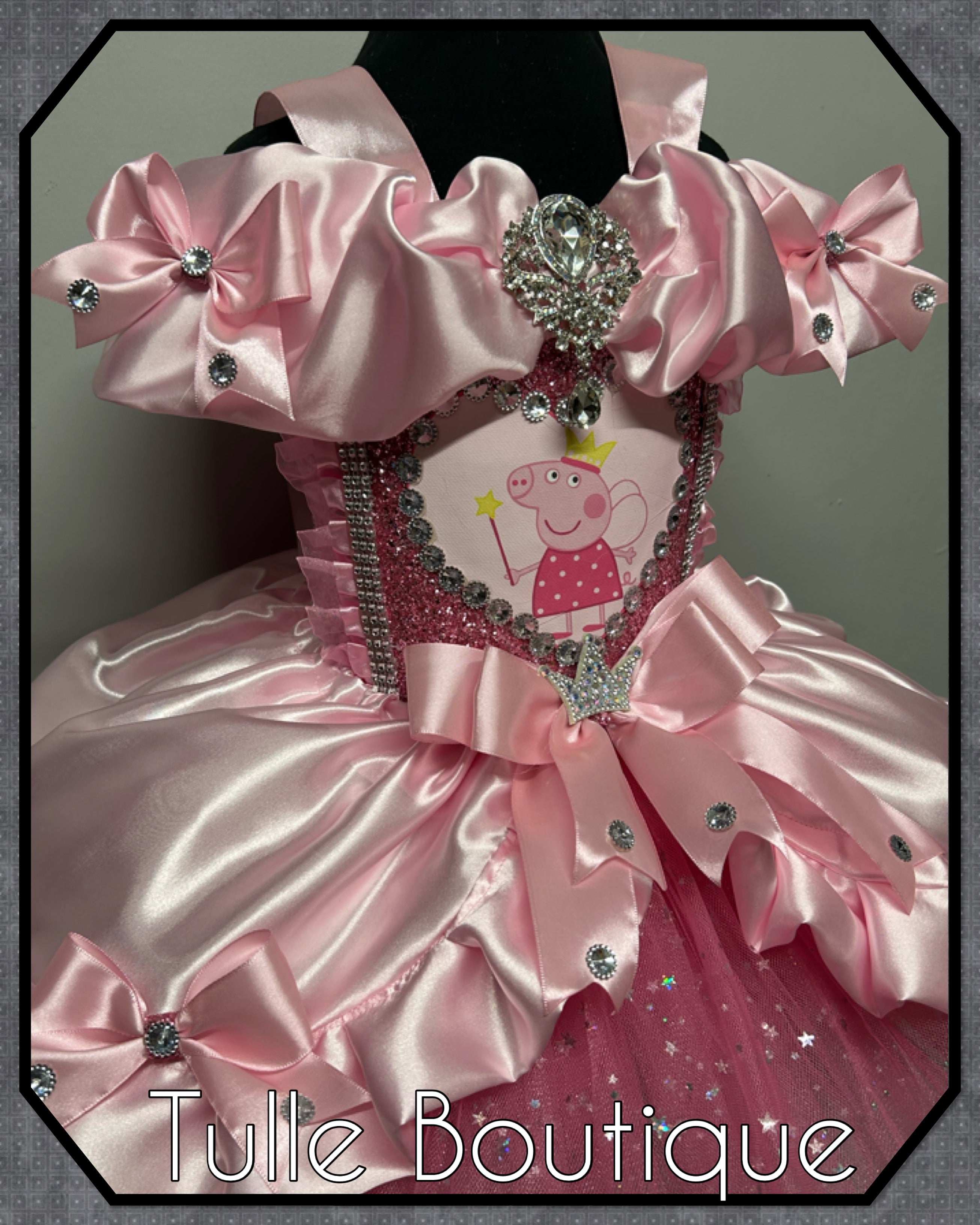 Girls toddlers sparkly Princess peppa pig pink tutu dress, birthday ballgown, fancy dress costume