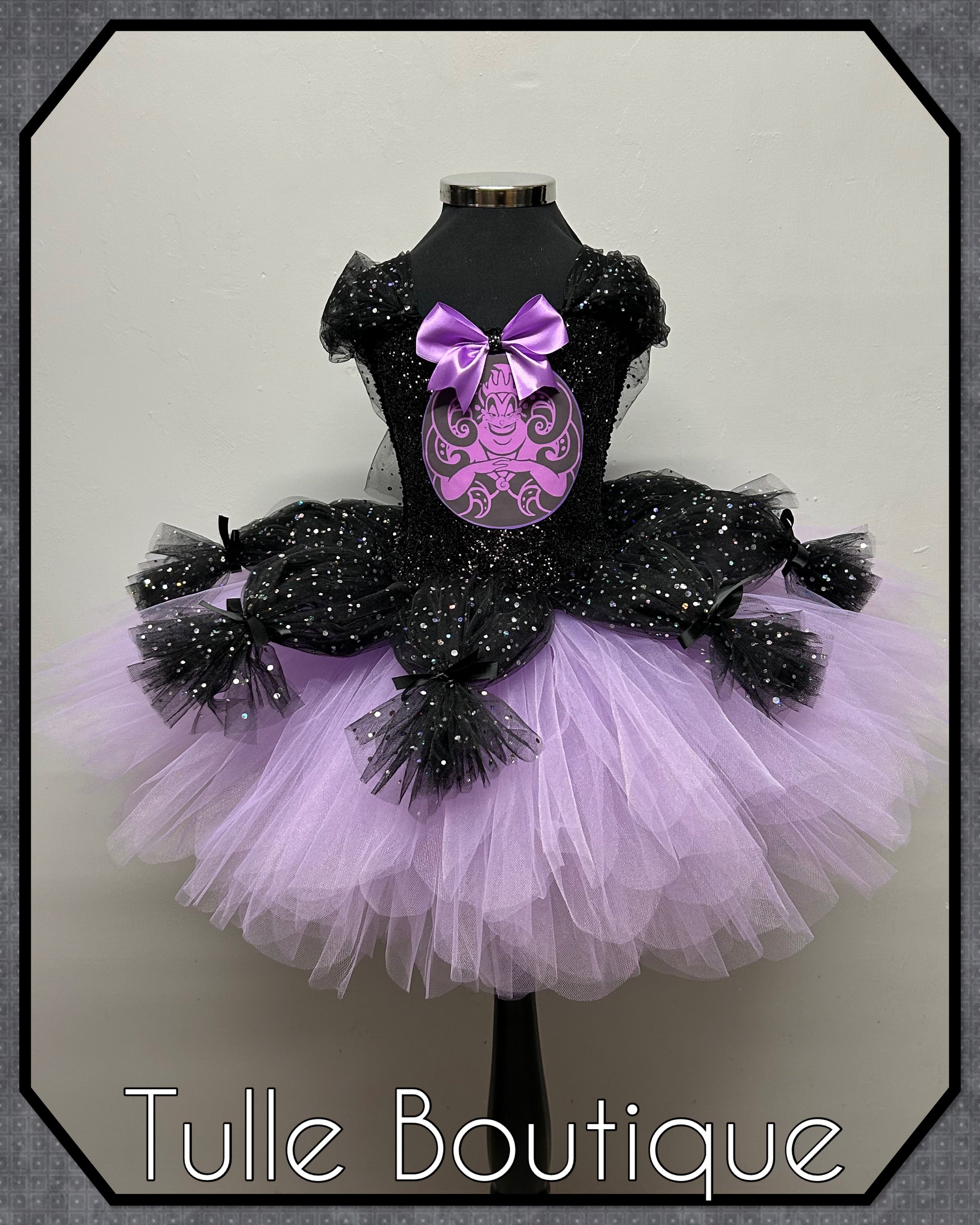 Girls toddlers Ursula tutu dress, sea witch ballgown, fancy dress costume