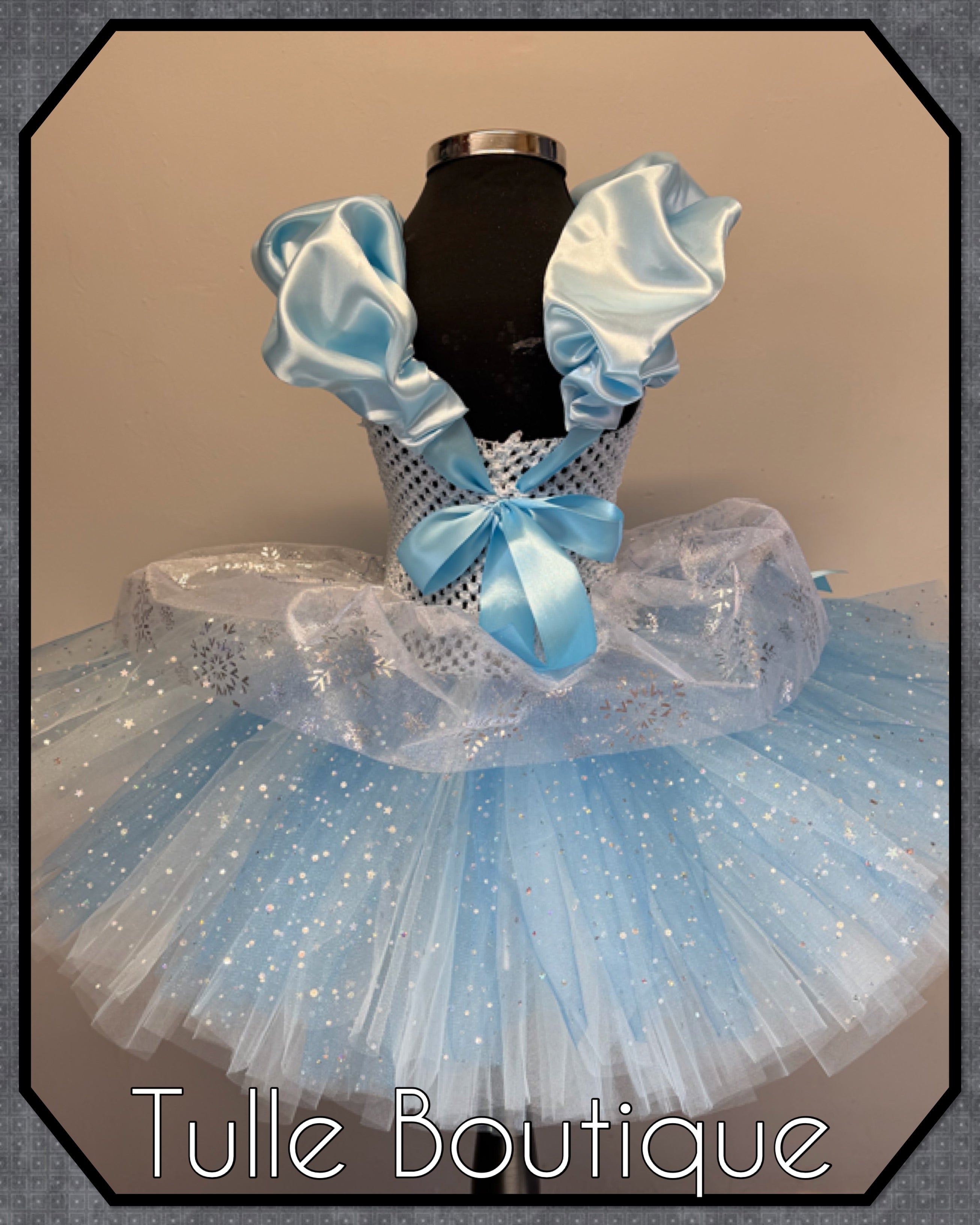 Girls toddlers Princess Elsa sky blue satin tutu dress, frozen ballgown, fancy dress costume
