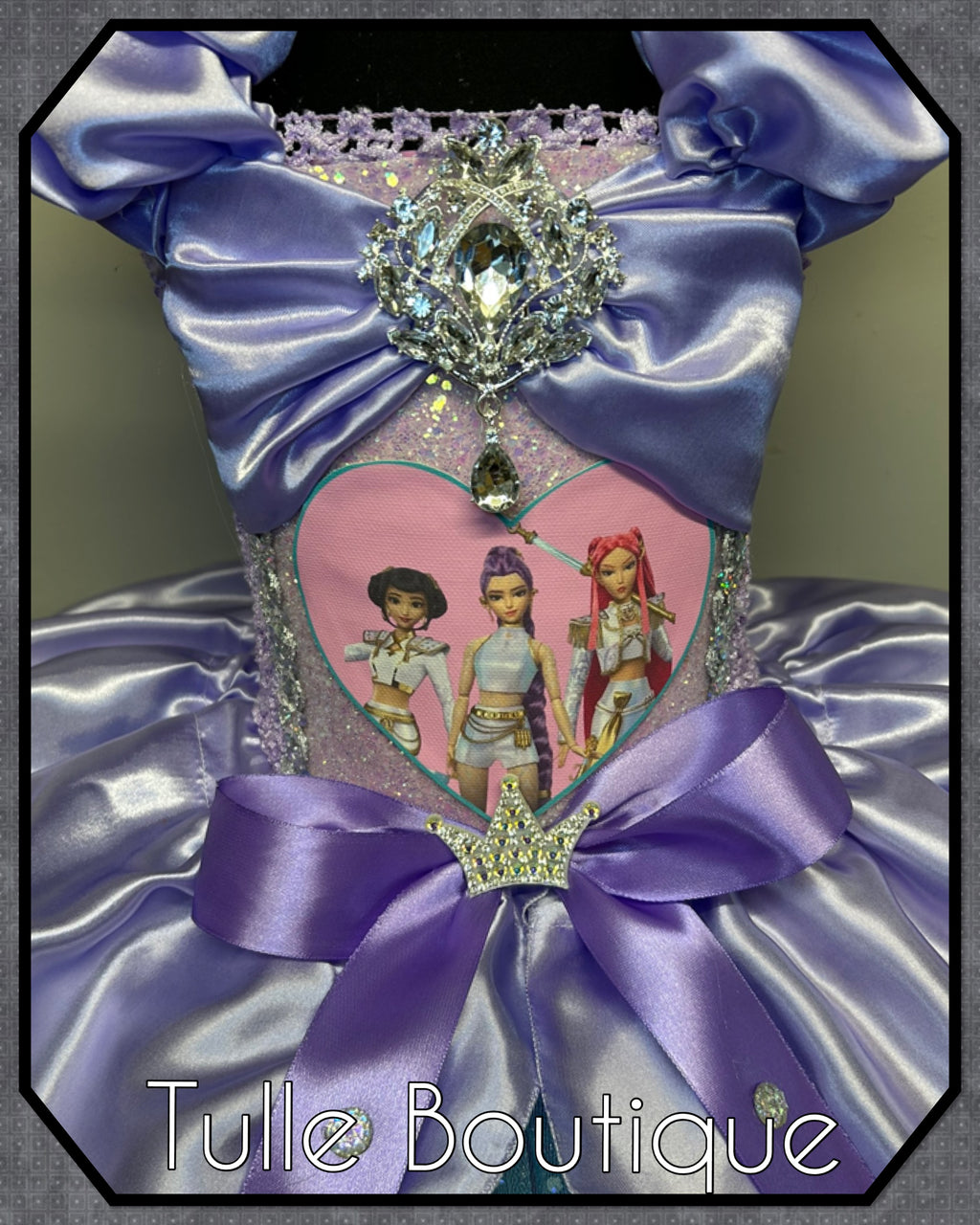 Girls toddlers Kpop Demon Hunters Rumi Mira Zoe tutu dress, birthday ballgown, fancy dress costume