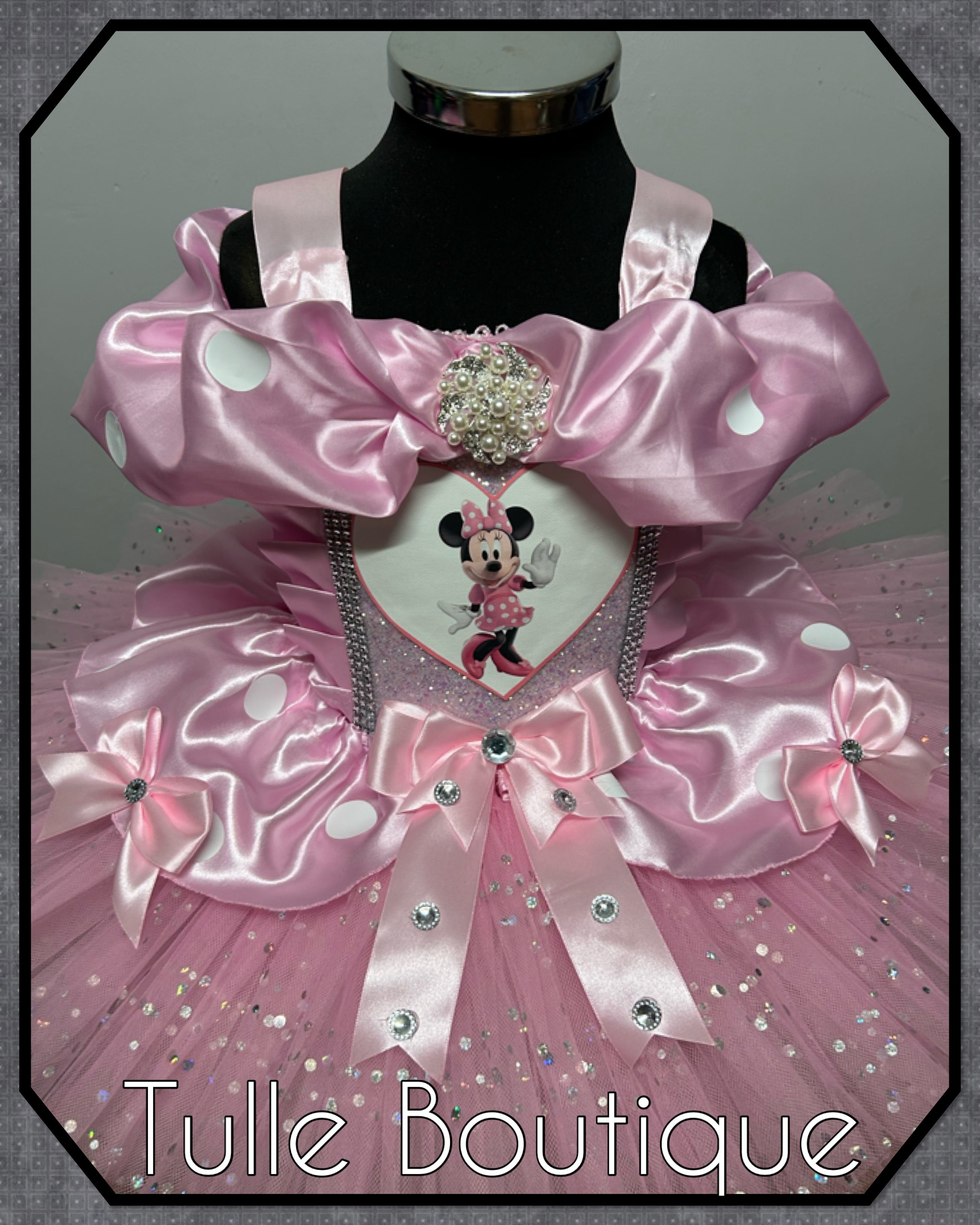 Girls toddlers Minnie Mouse baby pink tutu birthday party dress,ballgown, fancy dress costume