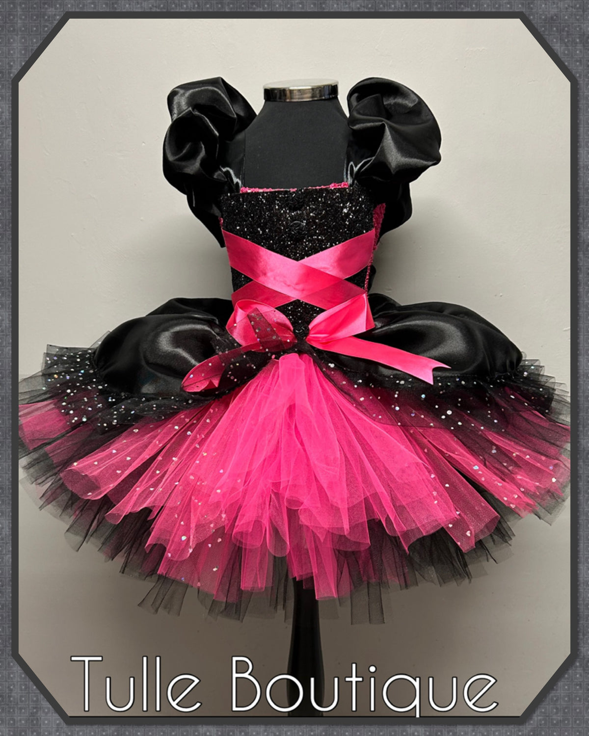 Girls toddlers hotpink and black witch tutu birthday party dress,ballgown, fancy dress costume