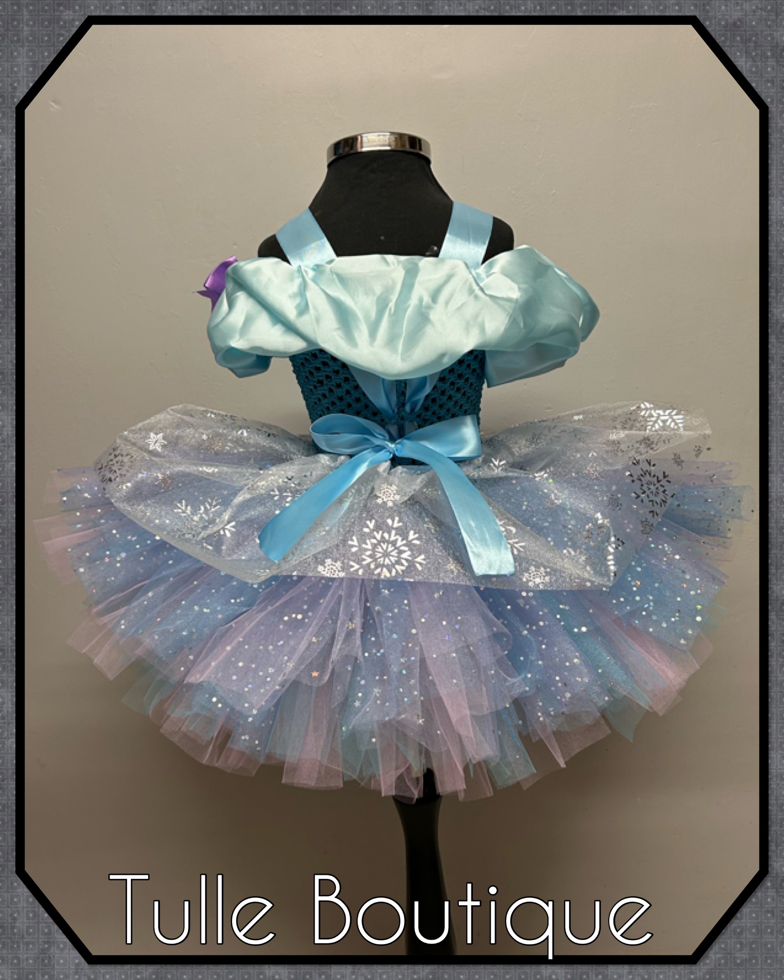 Girls toddlers Frozen Elsa and Anna tutu dress, blue and lilac ballgown, fancy dress costume